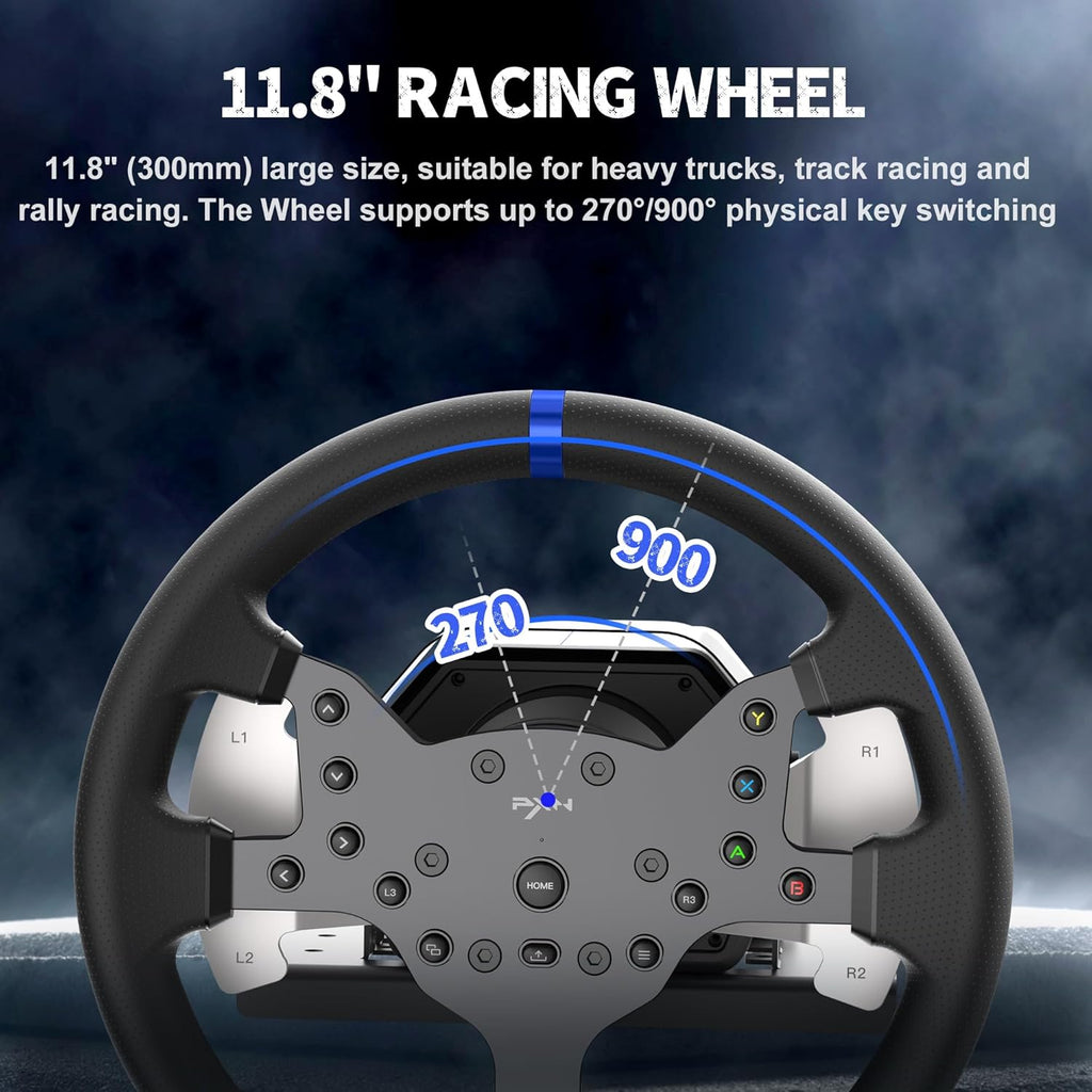 PXN V99 3.2Nm Force Feedback Gaming Steering Wheel | 270-900 Degree, 11.8-inch, Hall 3-Pedal, H Shifter - Sim Racing Wheel for PC, PS4, Xbox One, Xbox Series X|S - Flex Gamingproduct_type
