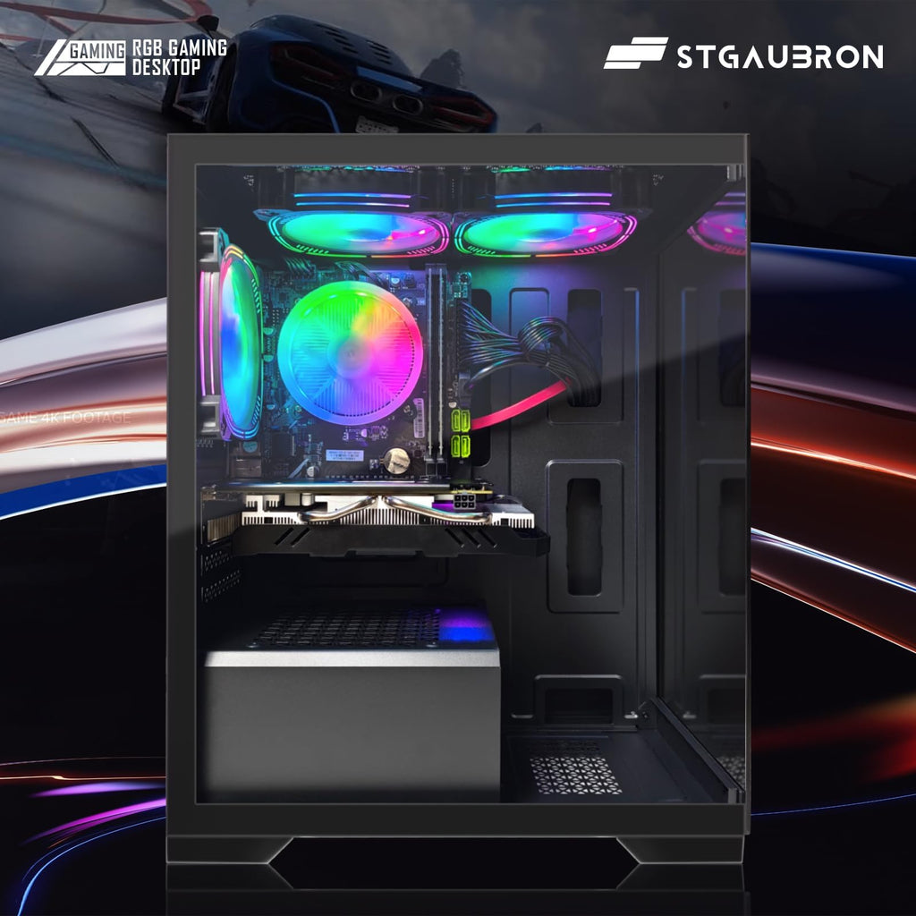 STGAubron Prebuilt Gaming PC Desktop, Radeon RX 560 4G, Intel Core i5 up to 3.6GHz, 16G RAM, 512G SSD, WiFi 6, BT 5.0, RGB Fan x2, Windows 11 Home - Flex Gamingproduct_type