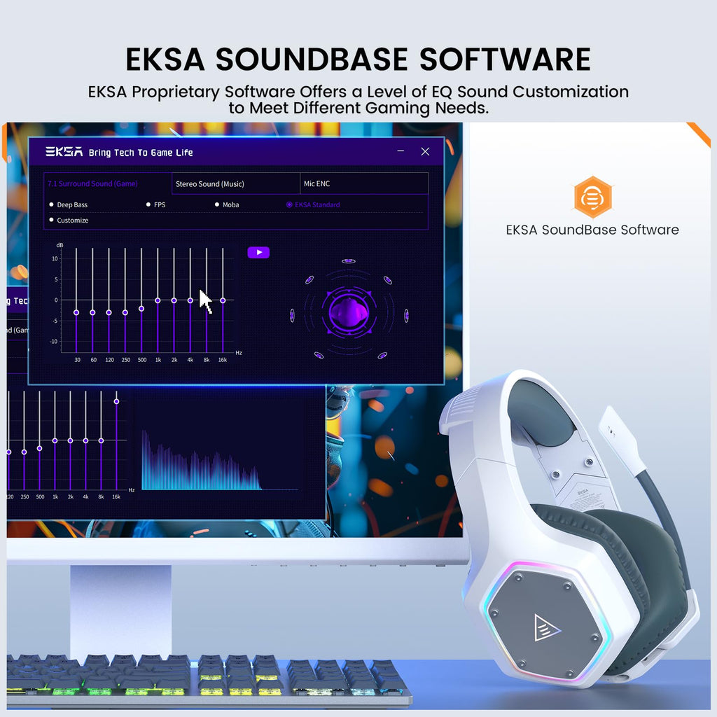 EKSA USB Gaming Headset for PC, Computer Gaming Headphones with Detachable Microphone Noise Cancelling, 7.1 Surround Sound, 50MM Driver, Wired Headset for PS4 PS5, Xbox One, Laptop (Yellow) - Flex Gamingproduct_type