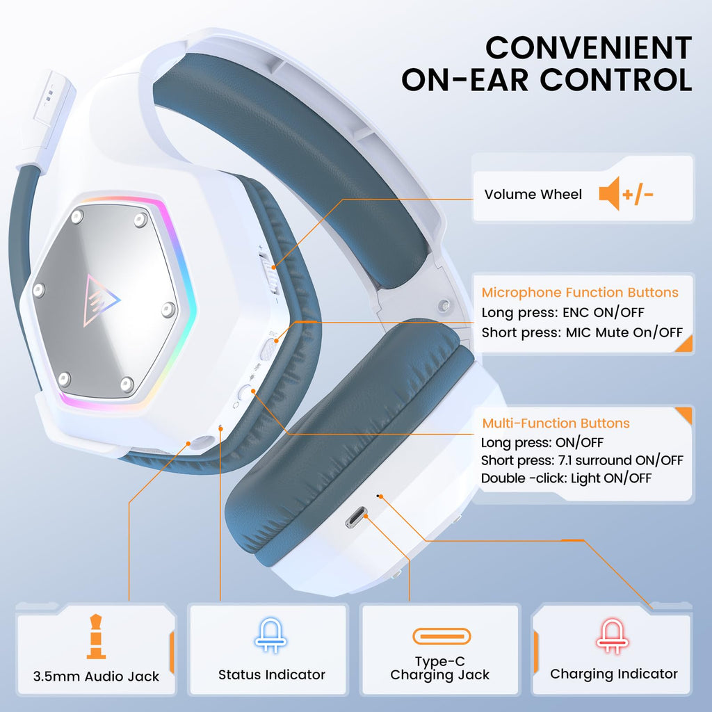 EKSA E1000 USB Gaming Headset for PC, Computer Headphones with Microphone/Mic Noise Cancelling, 7.1 Surround Sound, RGB Light - Wired Headphones for PS4, PS5 Console, Laptop, Call Center - Flex Gamingproduct_type