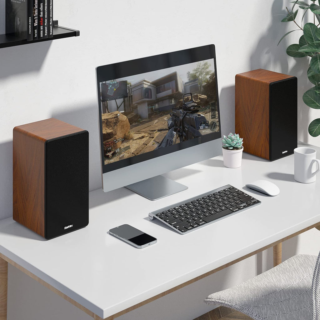Saiyin Powered Bluetooth Bookshelf Speakers | 30W*2, 3.75 Inches Woofer, Bluetooth/Optical/Auxiliary/RCA Inputs, TV/Turntable/Record Player/Computer/PC - Flex Gamingproduct_type