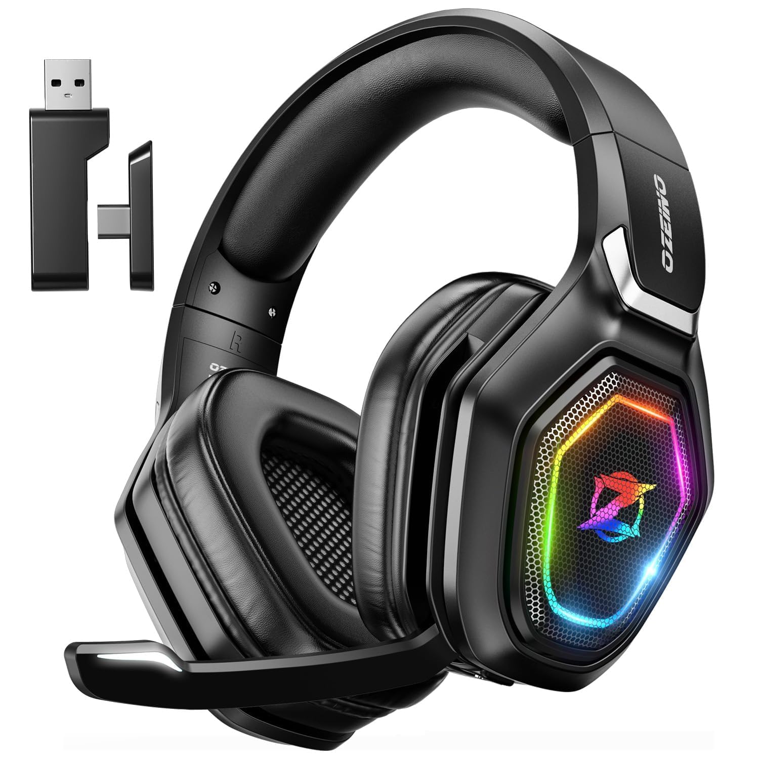 Ozeino 2.4GHz Wireless Gaming Headset for PC, Ps5, Ps4 - Lossless Audio USB & Type-C Ultra Stable Gaming Headphones with Flip Microphone, 40-Hr Battery Gamer Headset for Switch, Laptop, Mobile, Mac - Flex Gamingproduct_type