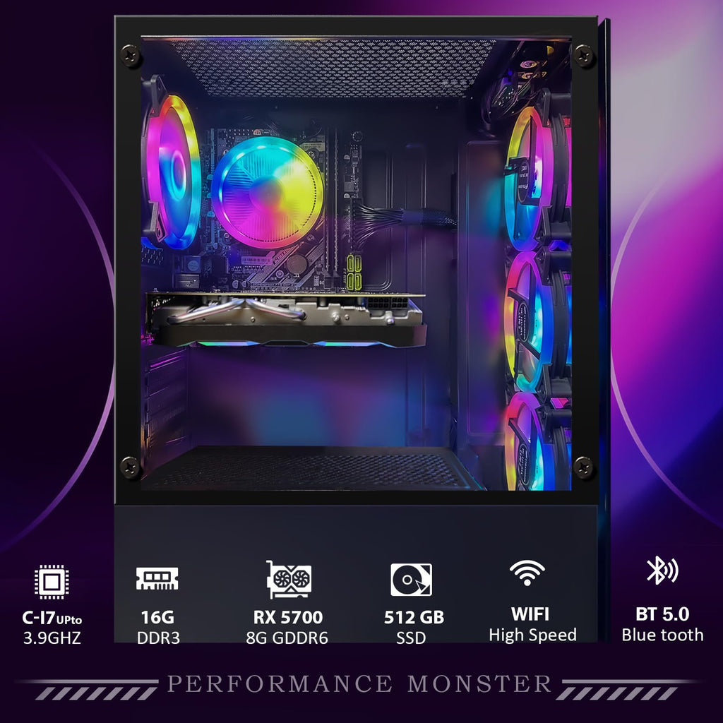 STGAubron Gaming PC Computer Desktop, GeForce GTX 1660 Ti 6G, Intel Core I7 up to 3.9GHz, 16G RAM, 512G SSD, WiFi 6, BT 5.0, RGB Fan x 4, Windows 11 Home,White - Flex Gamingproduct_type