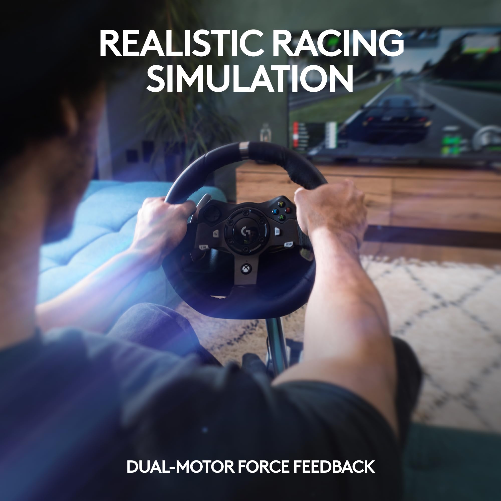 Logitech G920 Driving Force Racing Wheel and Floor Pedals, Real Force Feedback, Stainless Steel Paddle Shifters, Leather Steering Wheel Cover for Xbox Series X|S, Xbox One, PC, Mac - Black - Flex Gamingproduct_type