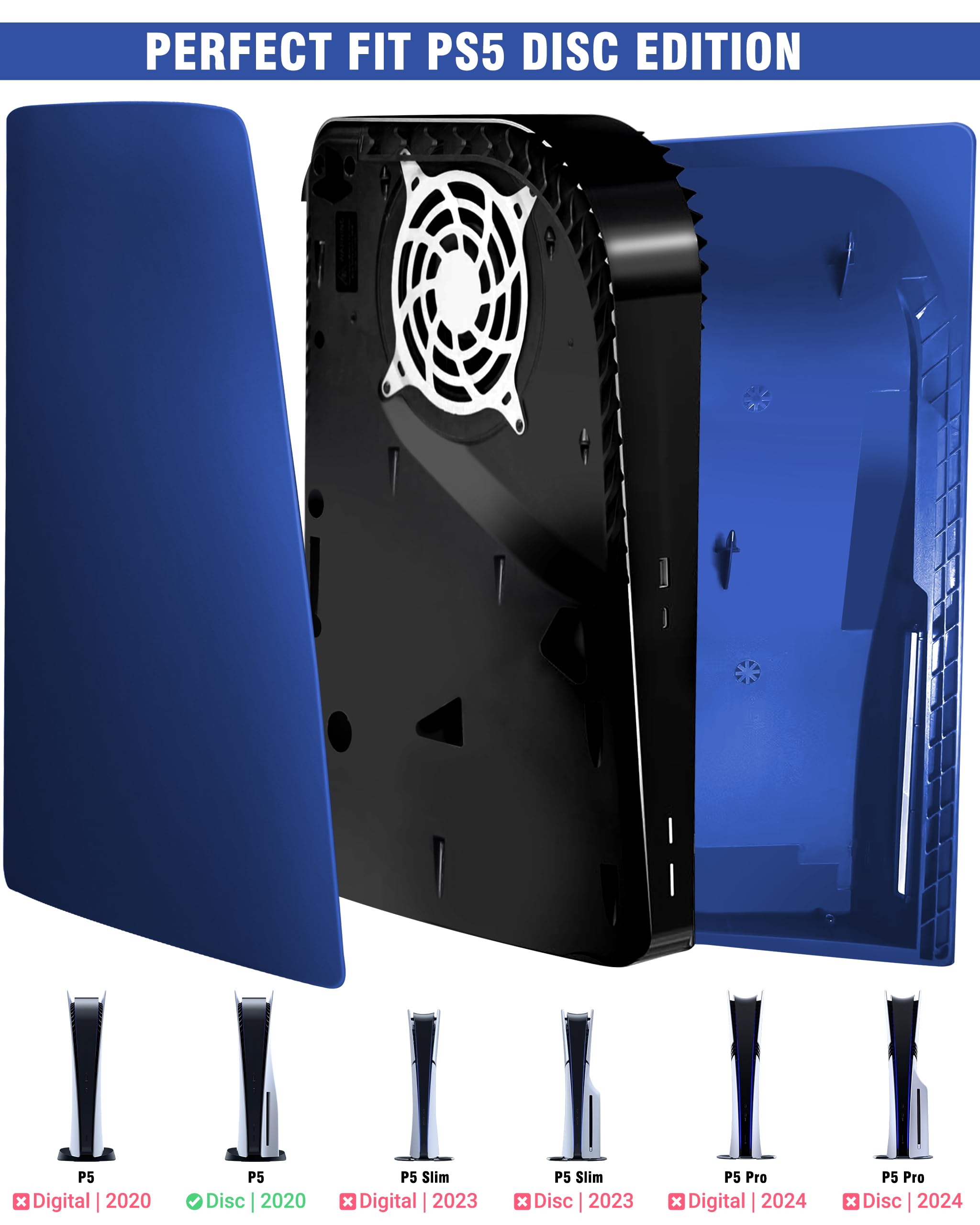 Joso Faceplate for PS5 Disc Edition, Anti-Scratch Dustproof Case Replacement, Cover Skin Compatible with PS5 Console with a Disc Drive, Plates for PS5 Accessories, Easy Installation - Black - Flex Gamingproduct_type
