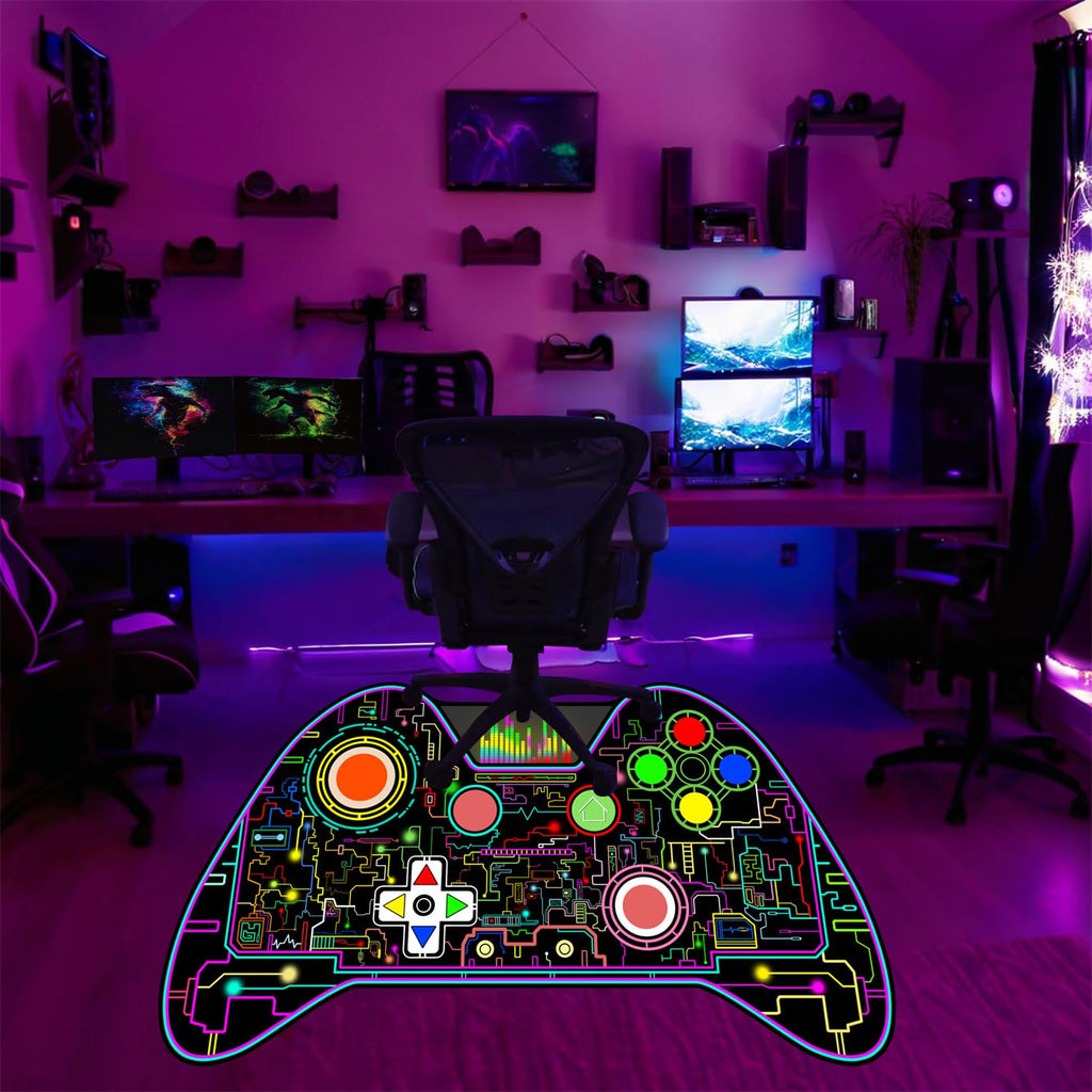 Video Game Shaped Carpet Rug - Gamepad Shaped Area Rug for Boys Bedroom Gaming Themed Area Rugs Kids Boys Gaming Room Decor, 4.5x6 Feet - Flex Gamingproduct_type
