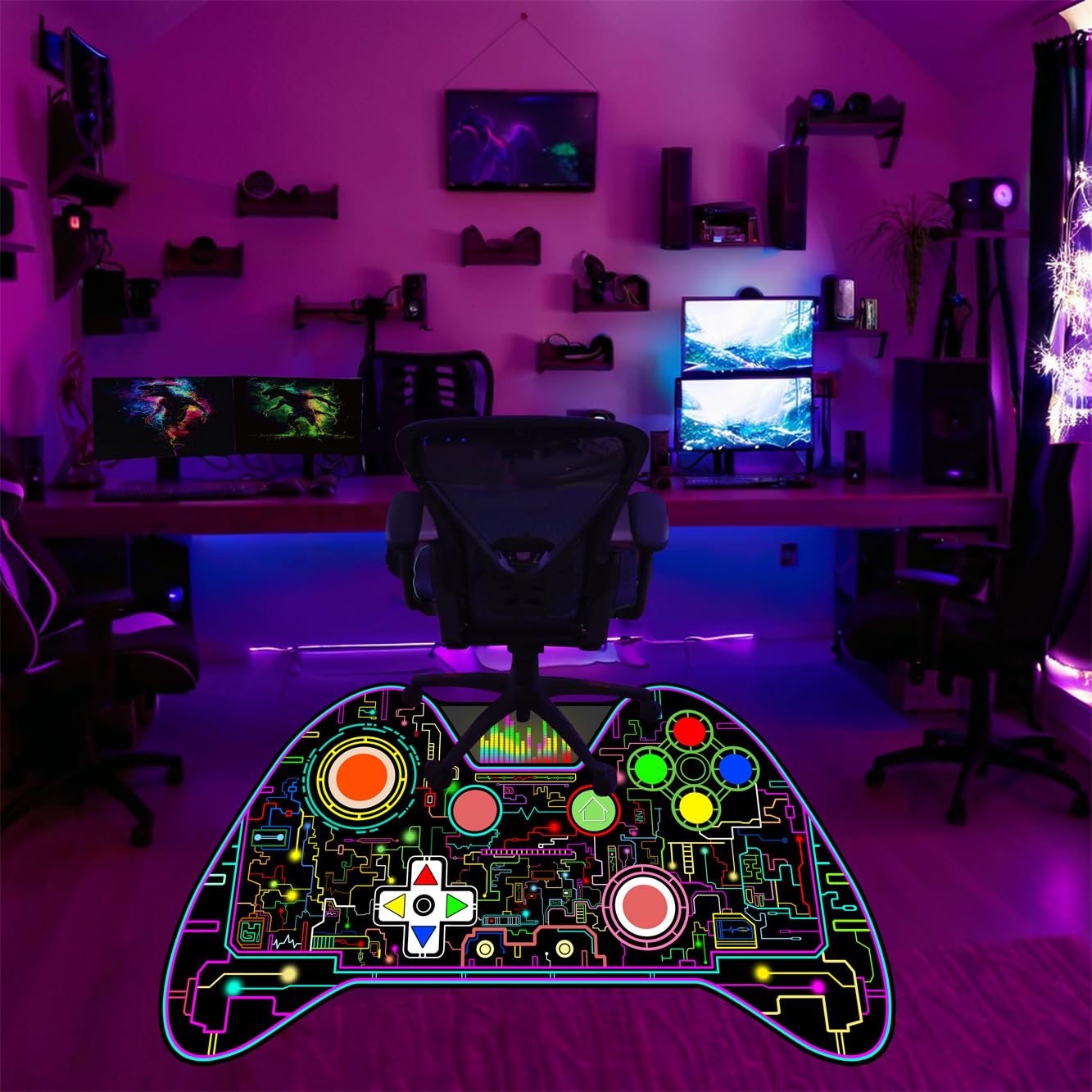 Video Game Shaped Carpet Rug - Gamepad Shaped Area Rug for Boys Bedroom Gaming Themed Area Rugs Kids Boys Gaming Room Decor, 4.5x6 Feet - Flex Gamingproduct_type