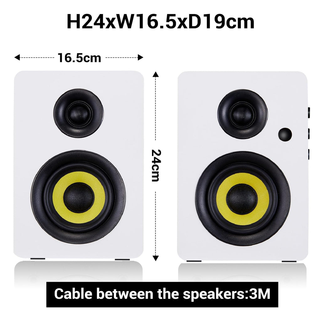 Sanyun SW208 3" Active Bluetooth 5.0 Bookshelf Speakers – 60W Carbon Fiber Speaker Unit - Built-in 24bit DAC - Dynamic 3D Surround Sound – 2.0 Computer PC Monitor Gaming Speakers (Pair, Black) - Flex Gamingproduct_type
