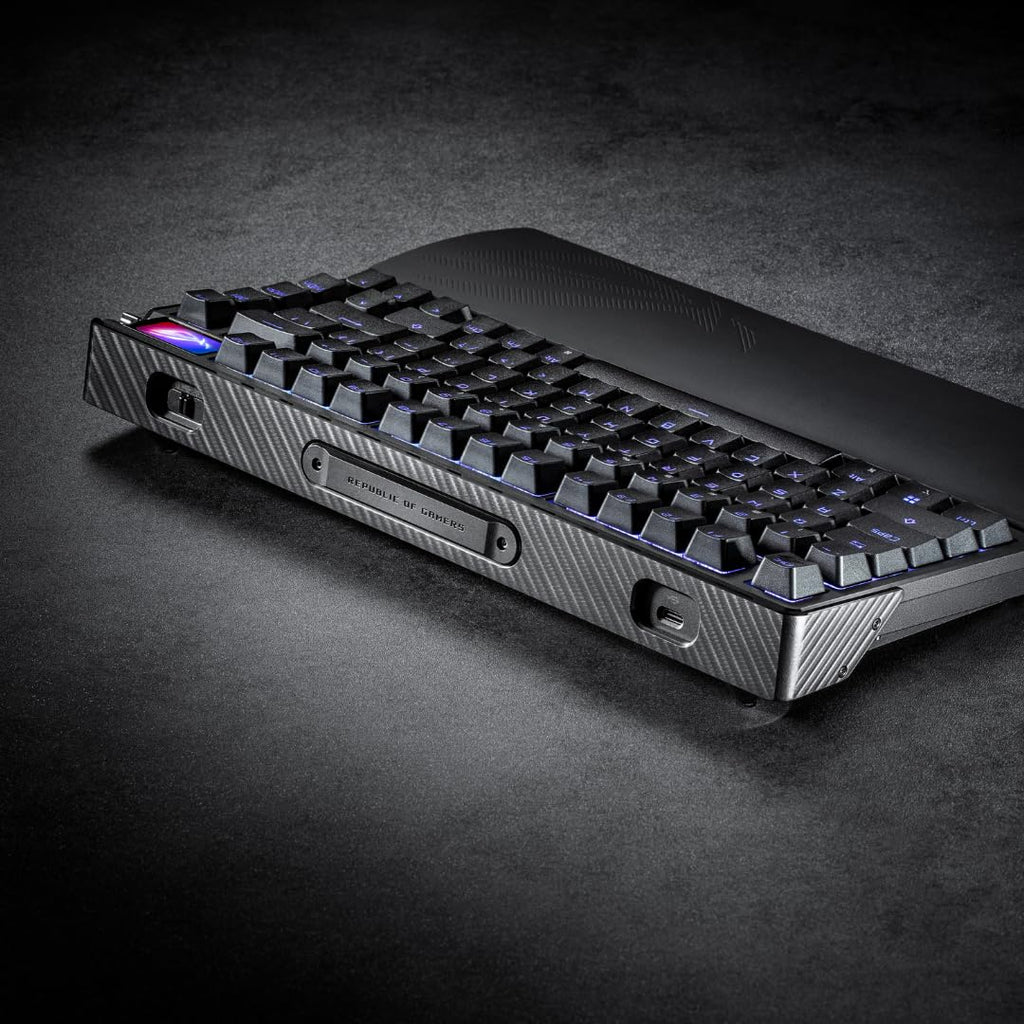 ASUS ROG Azoth Extreme Wireless Mechanical Gaming Keyboard – 75% TKL, ROG NX Storm Clicky Switches, PBT Keycaps, Aluminum Chassis, Carbon Fiber, Gasket Mount, Color OLED Screen, PC/Mac Support - Black - Flex Gamingproduct_type