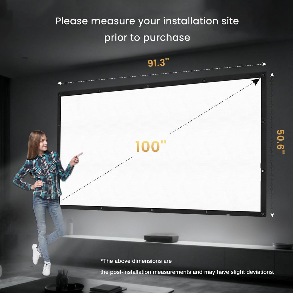 120 inch Projector Screen Upgraded- Black Backing, Straight Edges, Foldable, Washable and Wrinkle-Free - for Indoor Home Theater and Outdoor Cinema -White 16:9 by IOLIEO - Flex Gamingproduct_type
