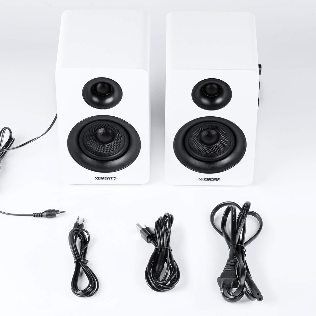 Sanyun SW208 3" Active Bluetooth 5.0 Bookshelf Speakers – 60W Carbon Fiber Speaker Unit - Built-in 24bit DAC - Dynamic 3D Surround Sound – 2.0 Computer PC Monitor Gaming Speakers (Pair, Black) - Flex Gamingproduct_type