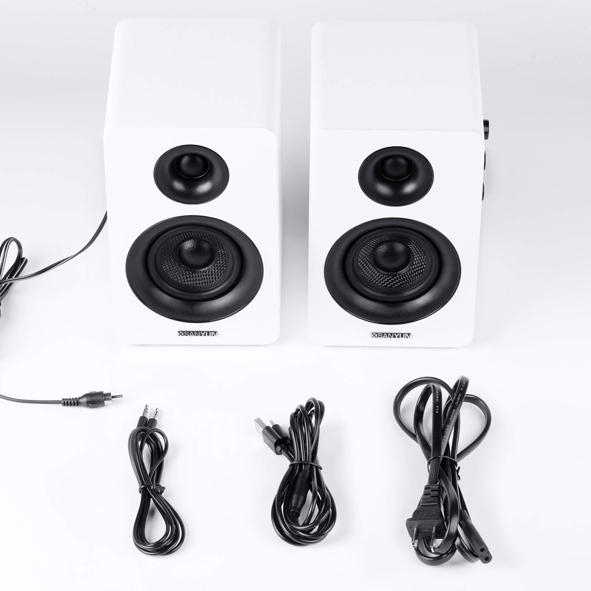 Sanyun SW208 3" Active Bluetooth 5.0 Bookshelf Speakers – 60W Carbon Fiber Speaker Unit - Built-in 24bit DAC - Dynamic 3D Surround Sound – 2.0 Computer PC Monitor Gaming Speakers (Pair, Black) - Flex Gamingproduct_type