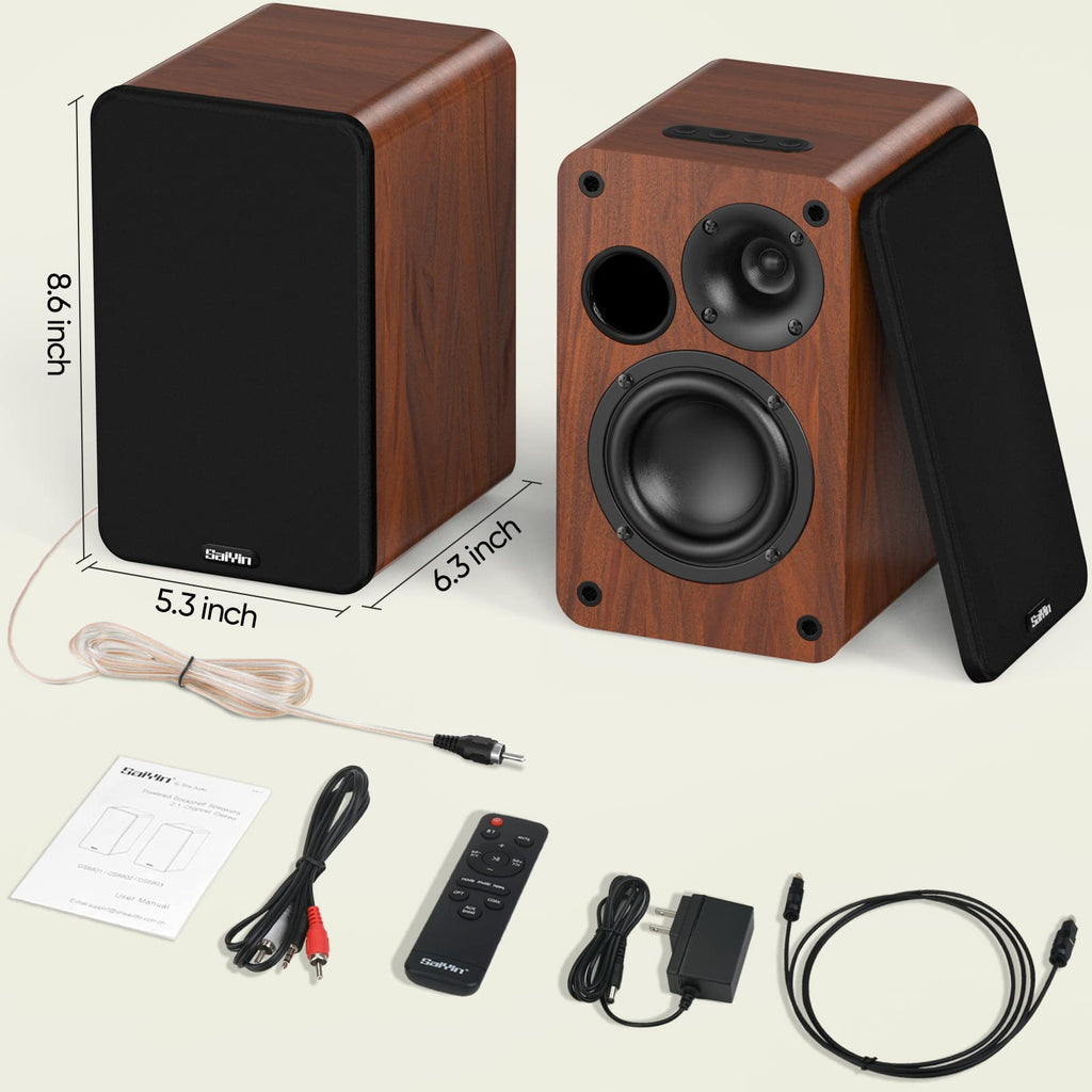 Saiyin Powered Bluetooth Bookshelf Speakers | 30W*2, 3.75 Inches Woofer, Bluetooth/Optical/Auxiliary/RCA Inputs, TV/Turntable/Record Player/Computer/PC - Flex Gamingproduct_type