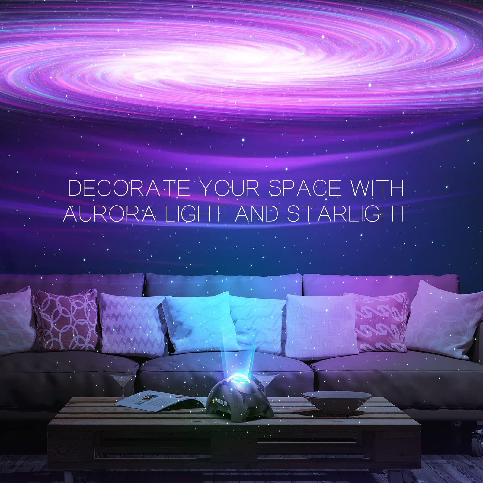 Northern Galaxy Light Aurora Projector with 33 Light Effects, Night Lights LED Star Projector for Bedroom Nebula Lamp, Remote Control, White Noises, Bluetooth Speaker for Parties Black - Flex Gamingproduct_type