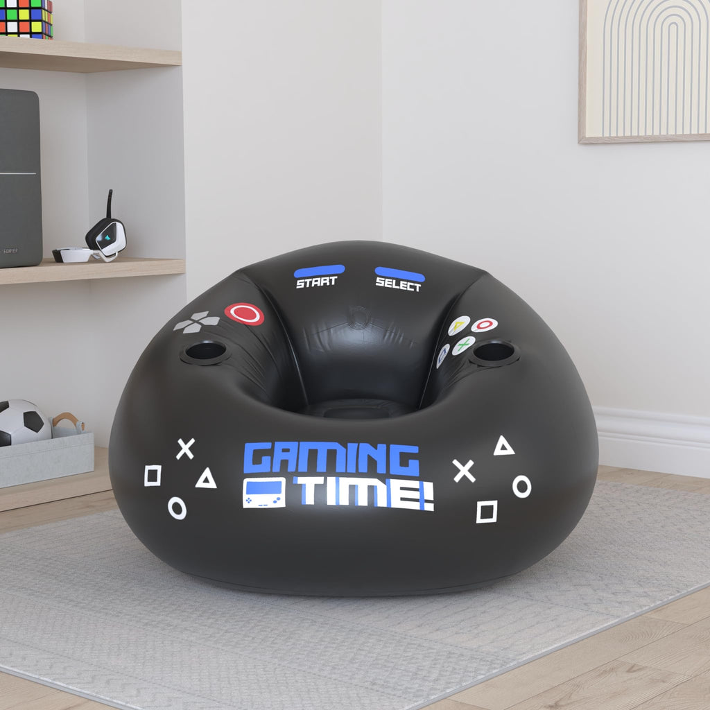 Inflatable Gaming Chair for Kids & Teens with Cup Holders and Side Pocket - This Air Gaming Bean Bag Chairs for kids is The Perfect Furniture for Gamer Room Decor - Perfect Gaming Stuff for boys 4-12 - Flex Gamingproduct_type