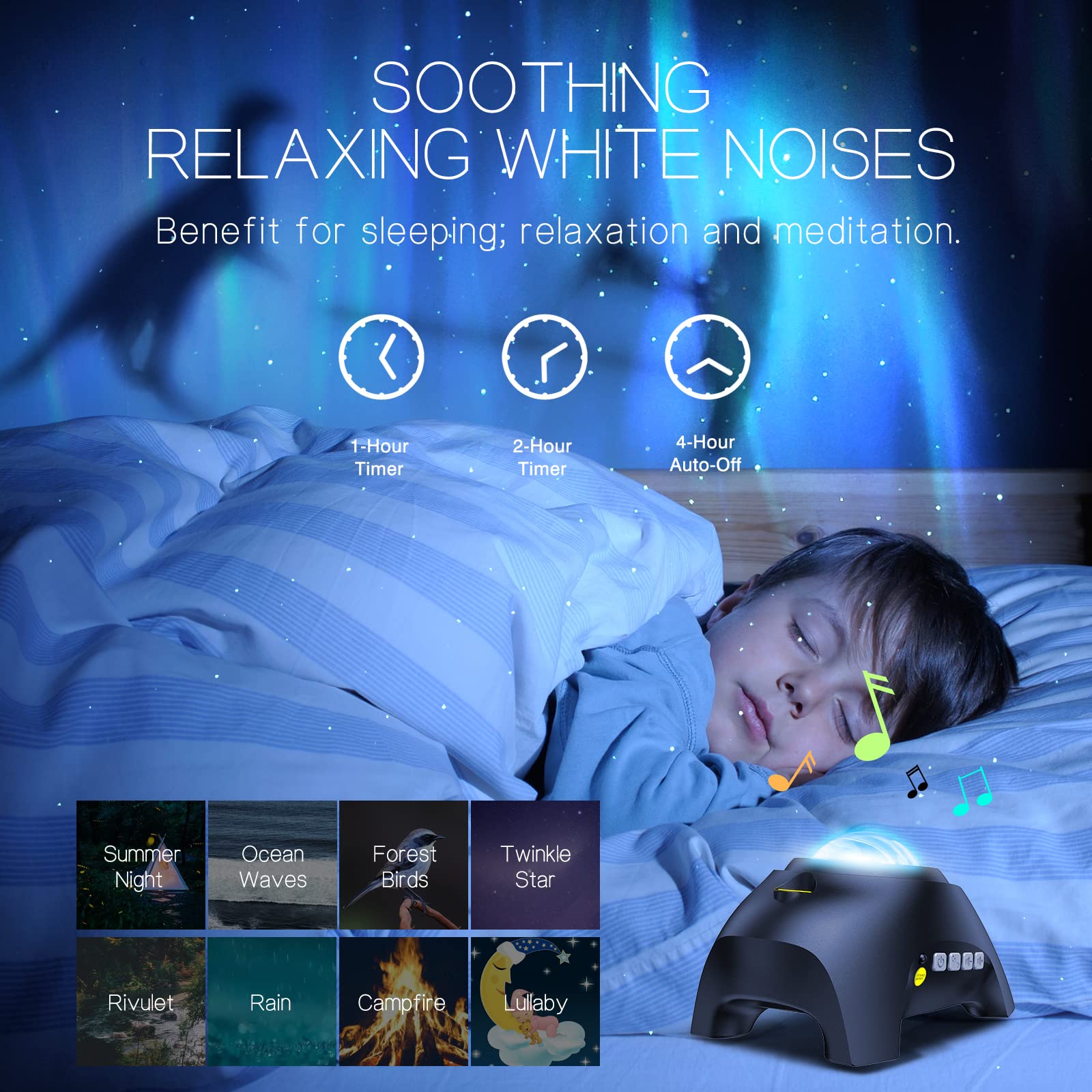 Northern Galaxy Light Aurora Projector with 33 Light Effects, Night Lights LED Star Projector for Bedroom Nebula Lamp, Remote Control, White Noises, Bluetooth Speaker for Parties Black - Flex Gamingproduct_type