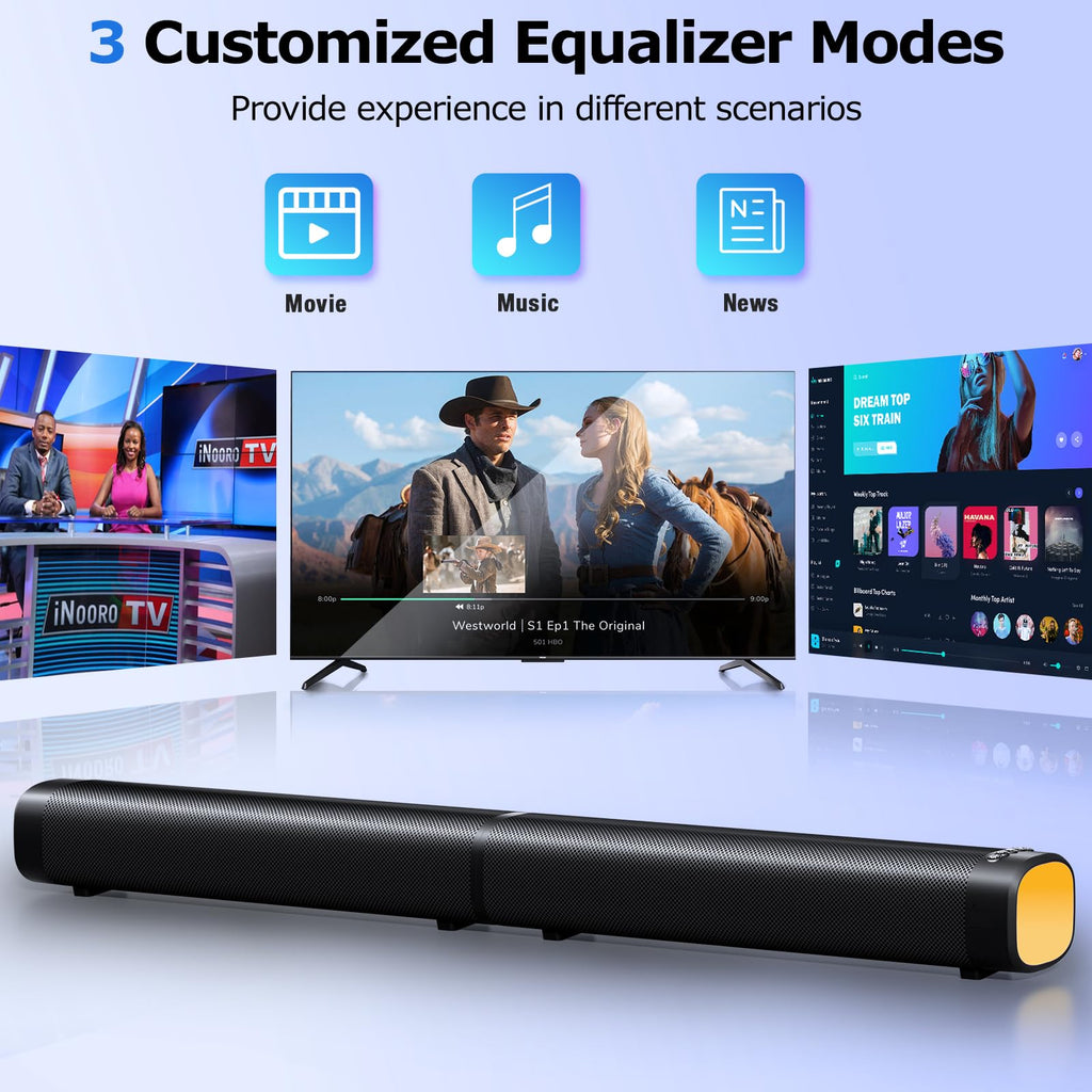 Sound Bar for Smart TV, 100W Sound Bar with 3 Dynamic RGB Lights,Bluetooth 5.3, ARC/Opt/AUX Connect, Dynamic Volume 3 Equalizer Modes,2 in 1 Detachable Soundbar for TV/PC/Gaming/Projectors - Flex Gamingproduct_type