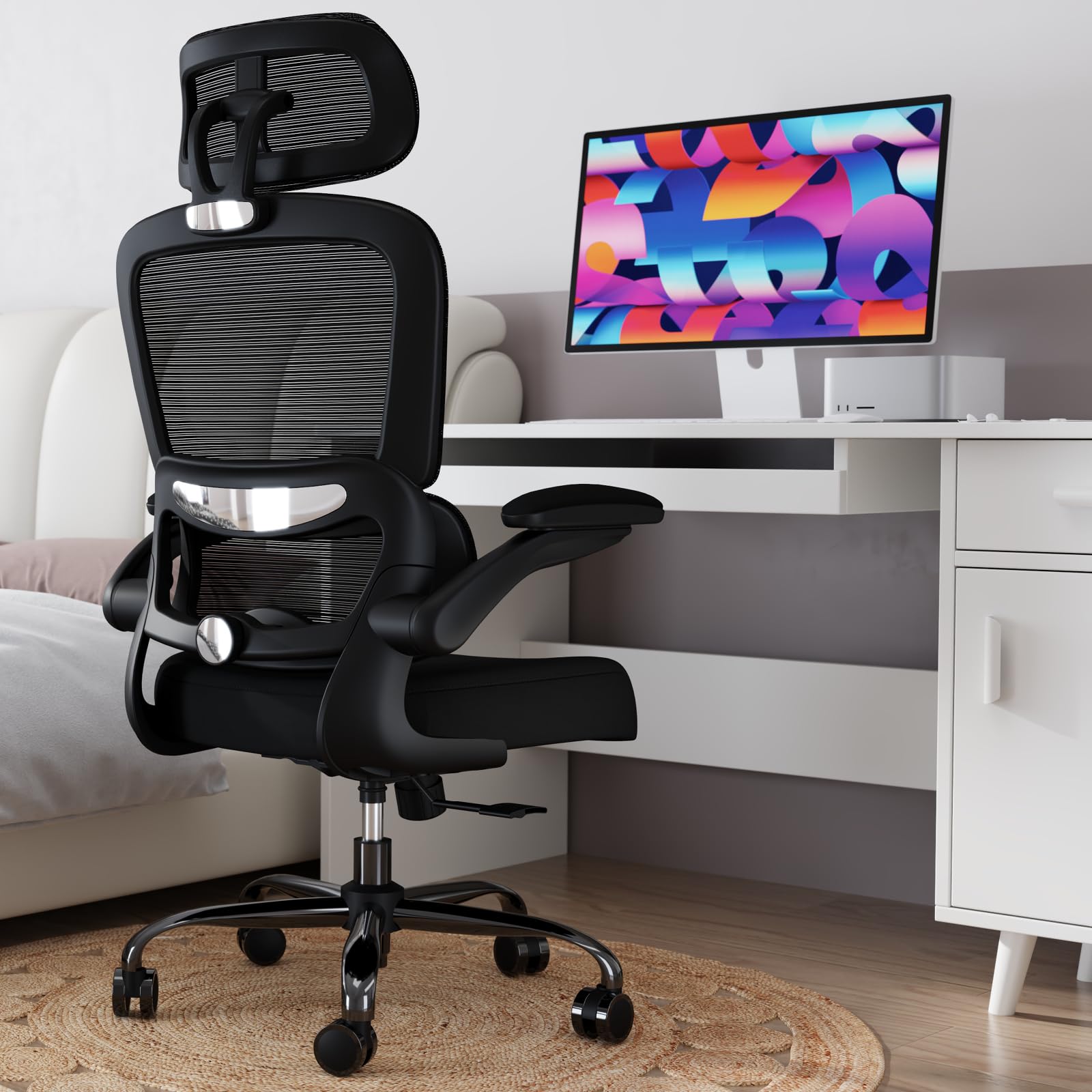 TRALT Office Chair Ergonomic Desk Chair, 330 LBS Home Mesh Office Desk Chairs with Wheels, Comfortable Gaming Chairs (1, Black) - Flex Gamingproduct_type