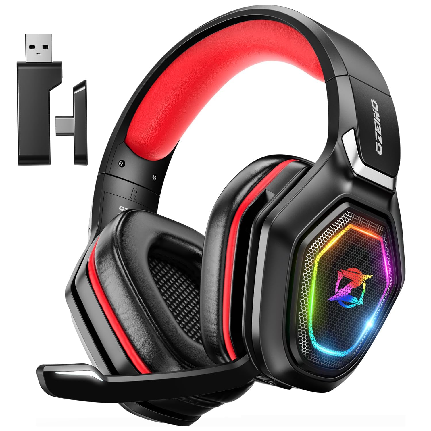 Ozeino 2.4GHz Wireless Gaming Headset for PC, Ps5, Ps4 - Lossless Audio USB & Type-C Ultra Stable Gaming Headphones with Flip Microphone, 40-Hr Battery Gamer Headset for Switch, Laptop, Mobile, Mac - Flex Gamingproduct_type