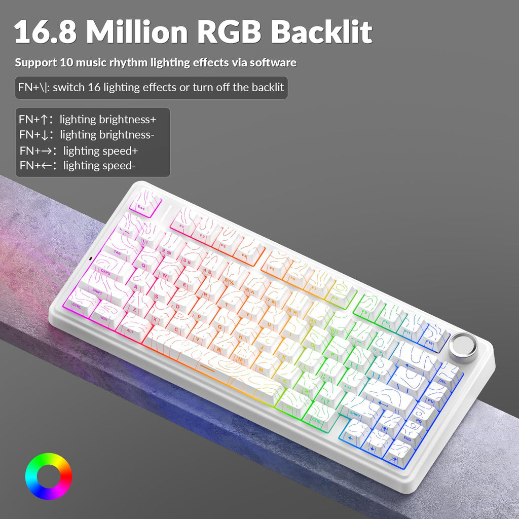 AULA F75 Pro Wireless Mechanical Keyboard,75% Hot Swappable Custom Keyboard with Knob,RGB Backlit,Pre-lubed Reaper Switches,Side Printed PBT Keycaps,2.4GHz/USB-C/BT5.0 Mechanical Gaming Keyboards - Flex Gamingproduct_type
