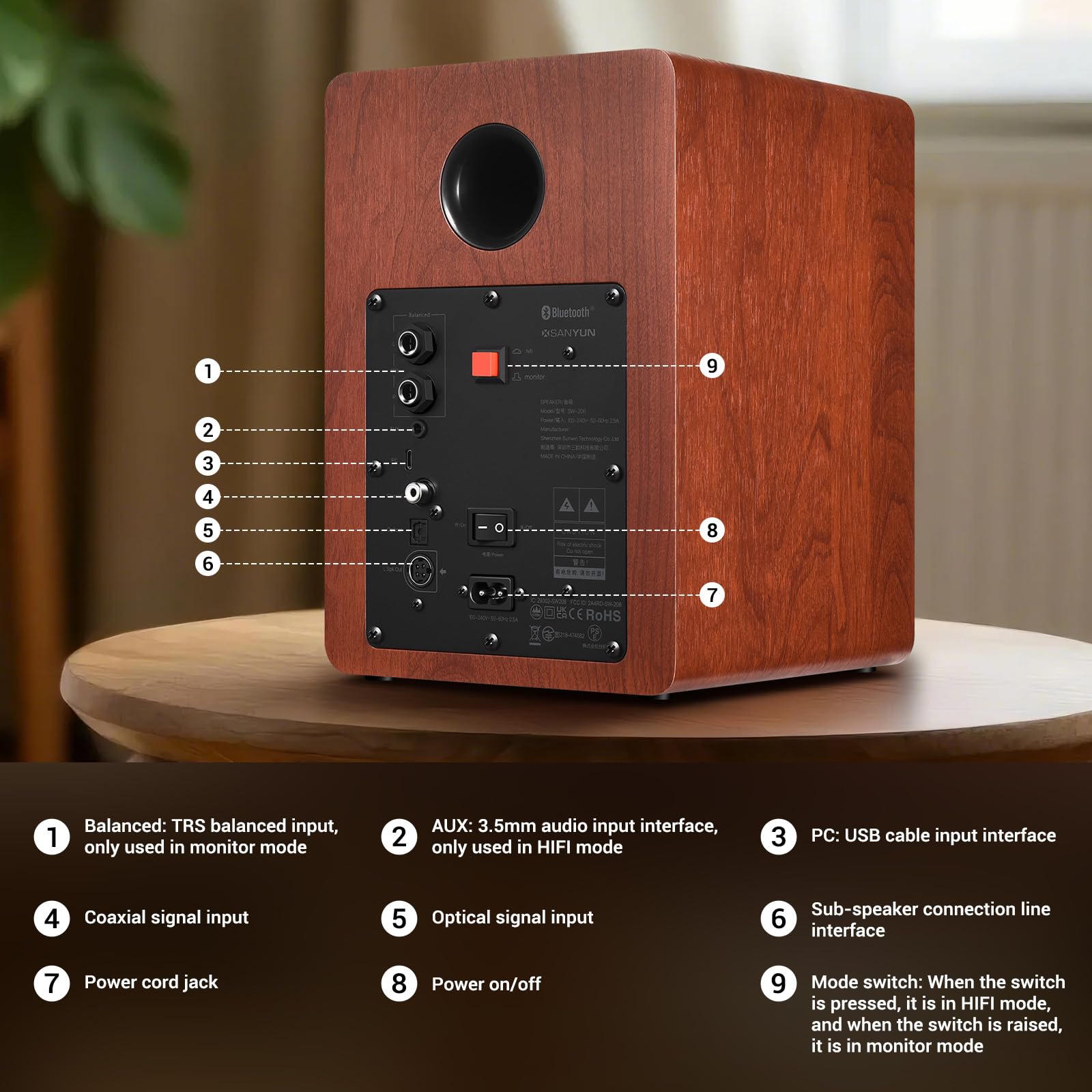 Sanyun SW208 3" Active Bluetooth 5.0 Bookshelf Speakers – 60W Carbon Fiber Speaker Unit - Built-in 24bit DAC - Dynamic 3D Surround Sound – 2.0 Computer PC Monitor Gaming Speakers (Pair, Black) - Flex Gamingproduct_type