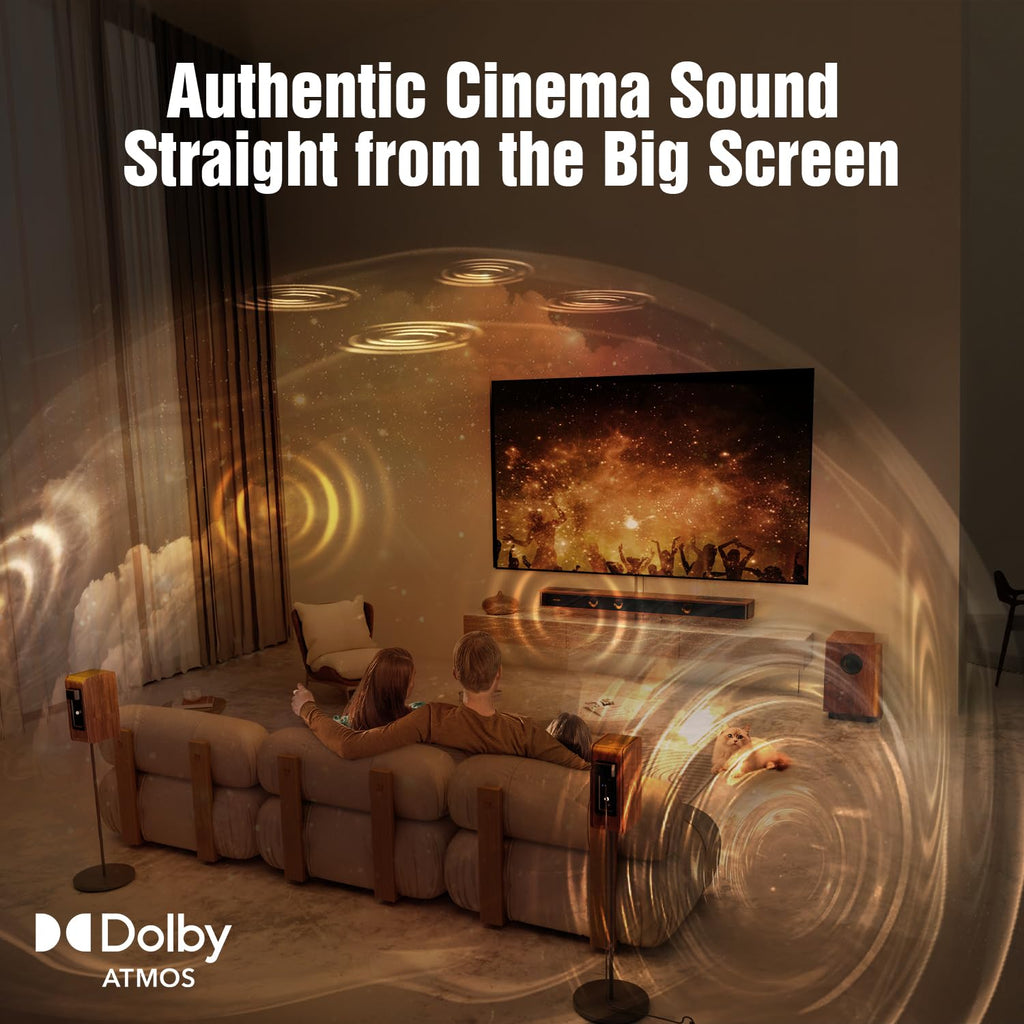 Flagship 5.3.4 Soundbar with Dolby Atmos, 800W Sound Bar for Smart TV with Subwoofer, 2 Wireless Rear Speakers, BassCoupling Tech for 28Hz Depth, Home Theater Surround Sound System Works eARC, BT 5.4 - Flex Gamingproduct_type