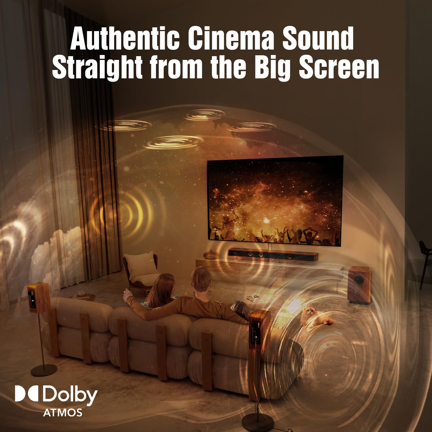 Flagship 5.3.4 Soundbar with Dolby Atmos, 800W Sound Bar for Smart TV with Subwoofer, 2 Wireless Rear Speakers, BassCoupling Tech for 28Hz Depth, Home Theater Surround Sound System Works eARC, BT 5.4 - Flex Gamingproduct_type