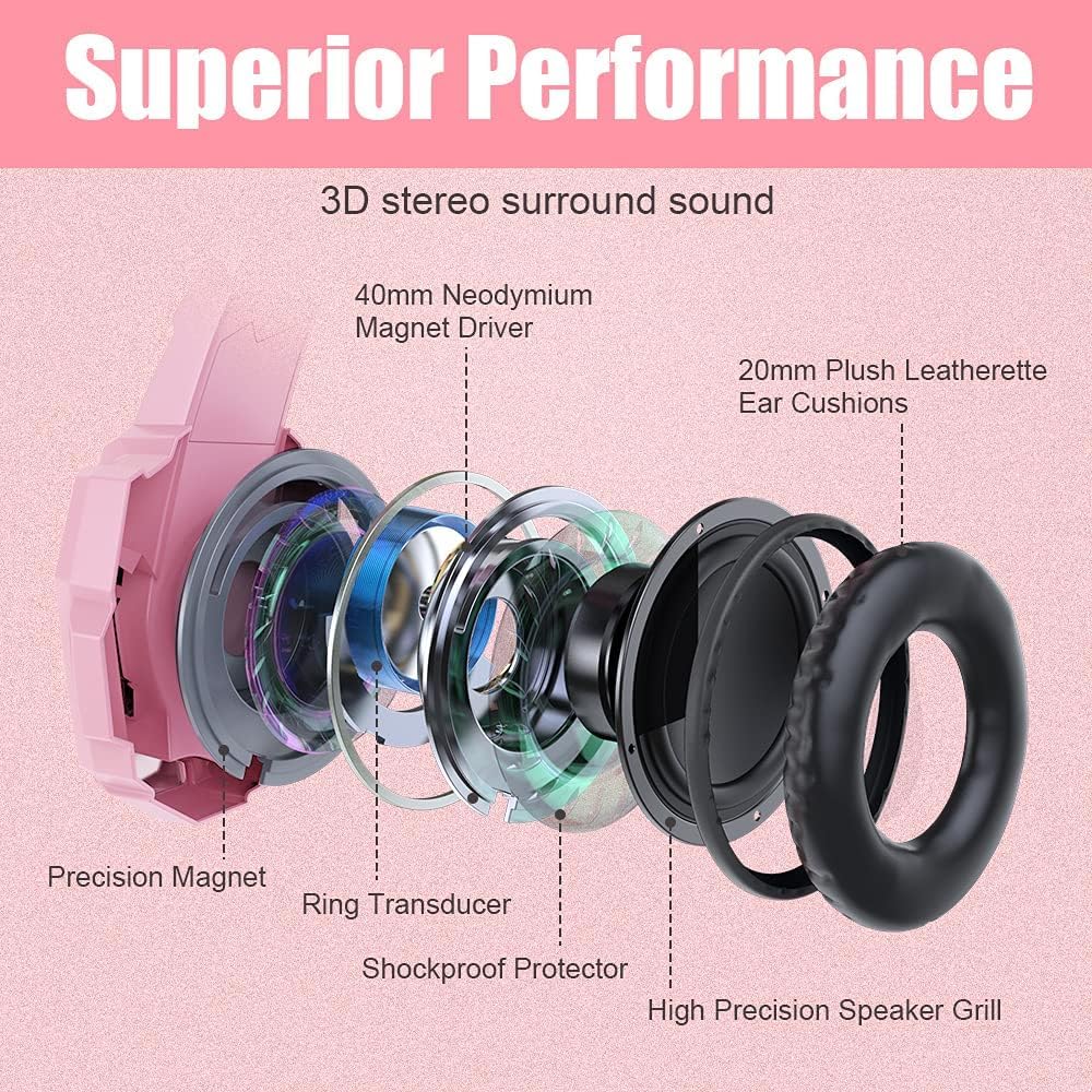 BENGOO G9000 Stereo Gaming Headset for PS4 PC Xbox One PS5 Controller, Noise Cancelling Over Ear Headphones with Mic, LED Light, 7.1 Surround Sound, Soft Memory Earmuffs for Nintendo Xbox Series X|S - Flex Gamingproduct_type