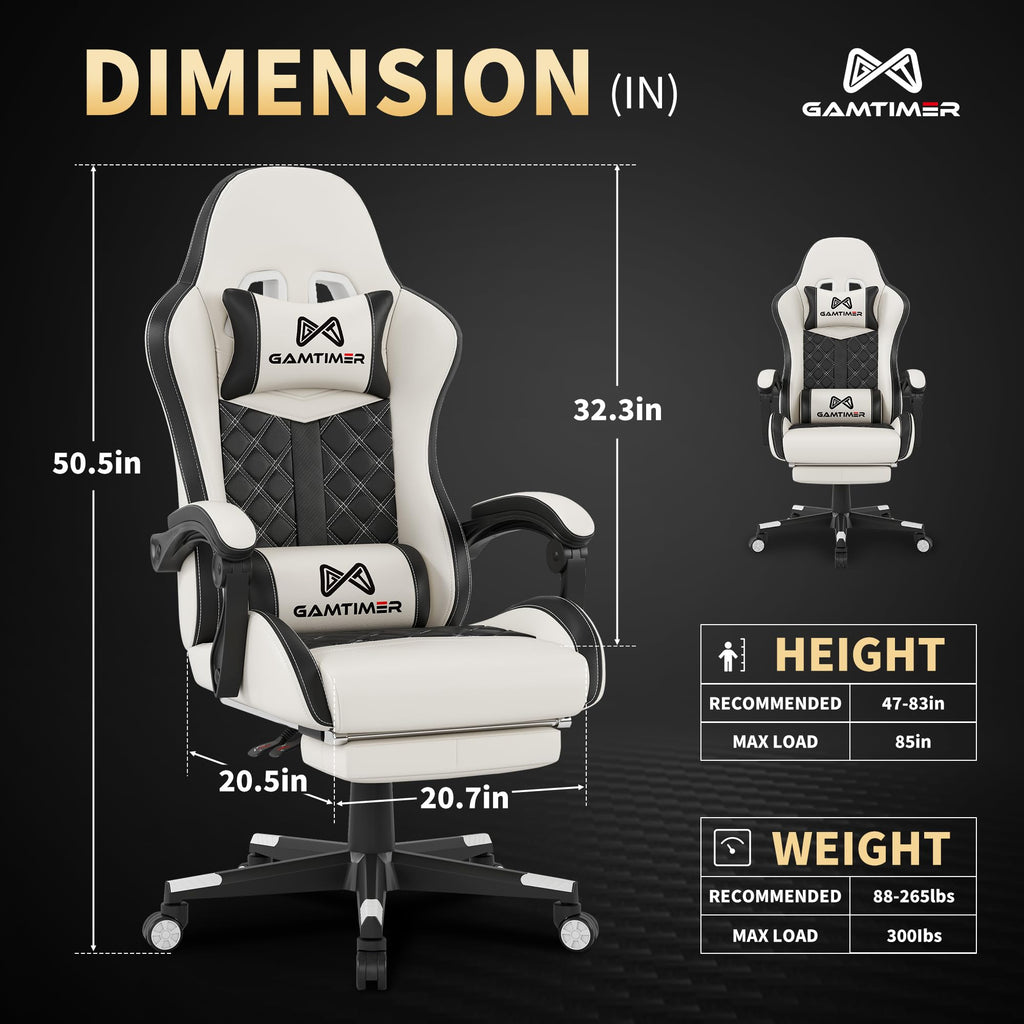 Gamtimer Gaming Chair, 400 LB Weight Capacity,with Pocket Spring Cushion | Ergonomic Backrest Office Chair,Leather, with Headrest and Lumbar Support, Footrest, Suitable for Adults(Blue) - Flex Gamingproduct_type