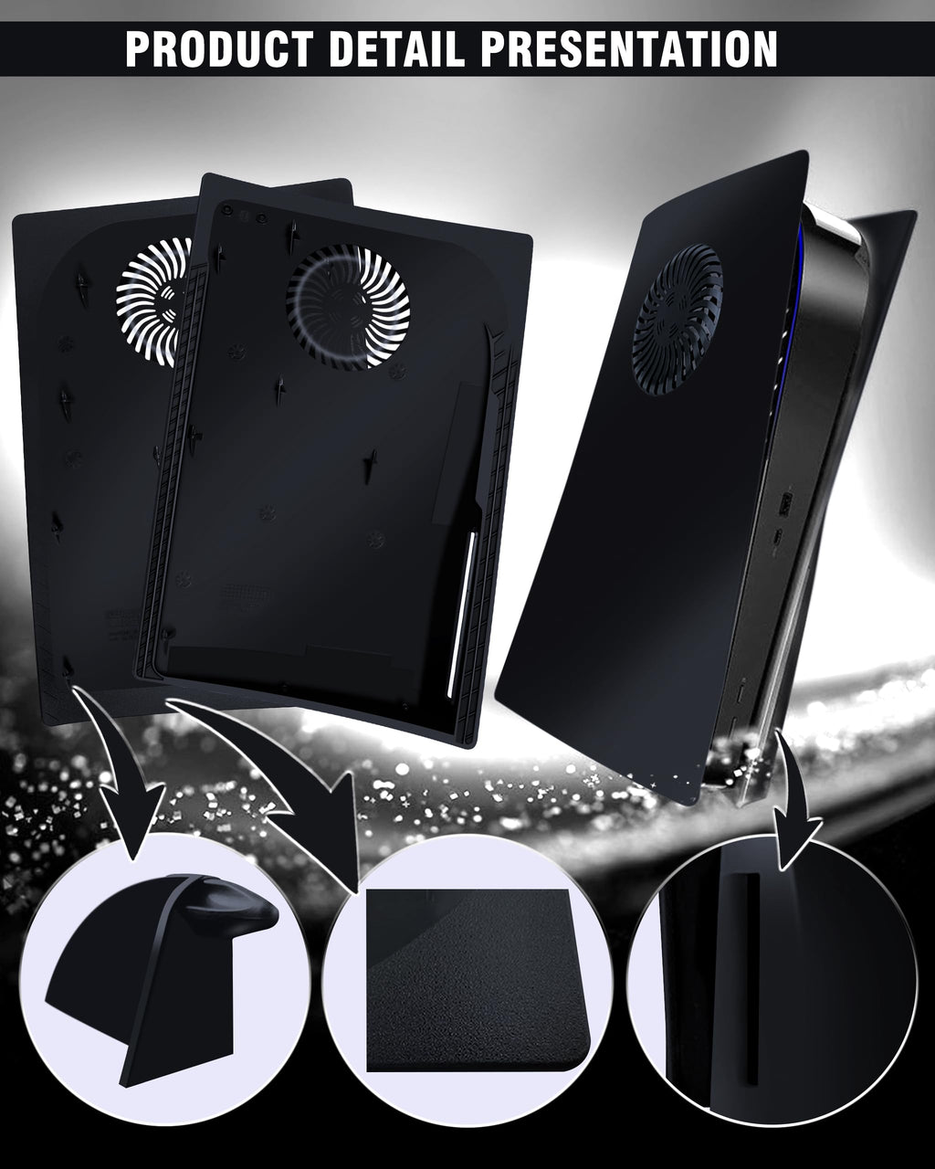 Joso Faceplate for PS5 Disc Edition, Anti-Scratch Dustproof Case Replacement, Cover Skin Compatible with PS5 Console with a Disc Drive, Plates for PS5 Accessories, Easy Installation - Black - Flex Gamingproduct_type