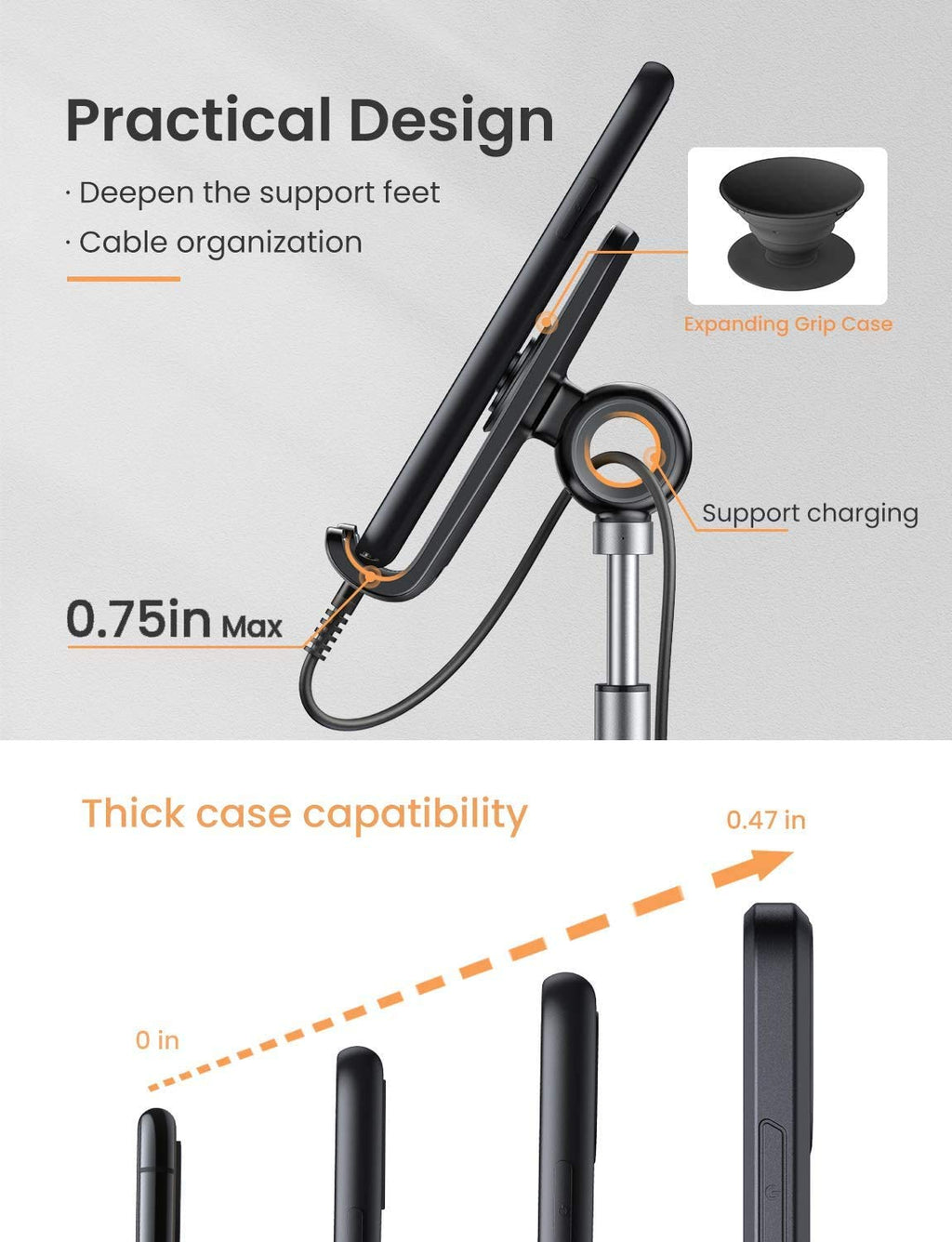 LISEN Cell Phone Stand Phone Holder for Desk Office Decor, Office Desk Accessories Women PC Gaming Essentials iPhone Stand Gadgets Men Gift for Father Fit OtterBox Case Switch iPad Air Tablet 4-10 in - Flex Gamingproduct_type
