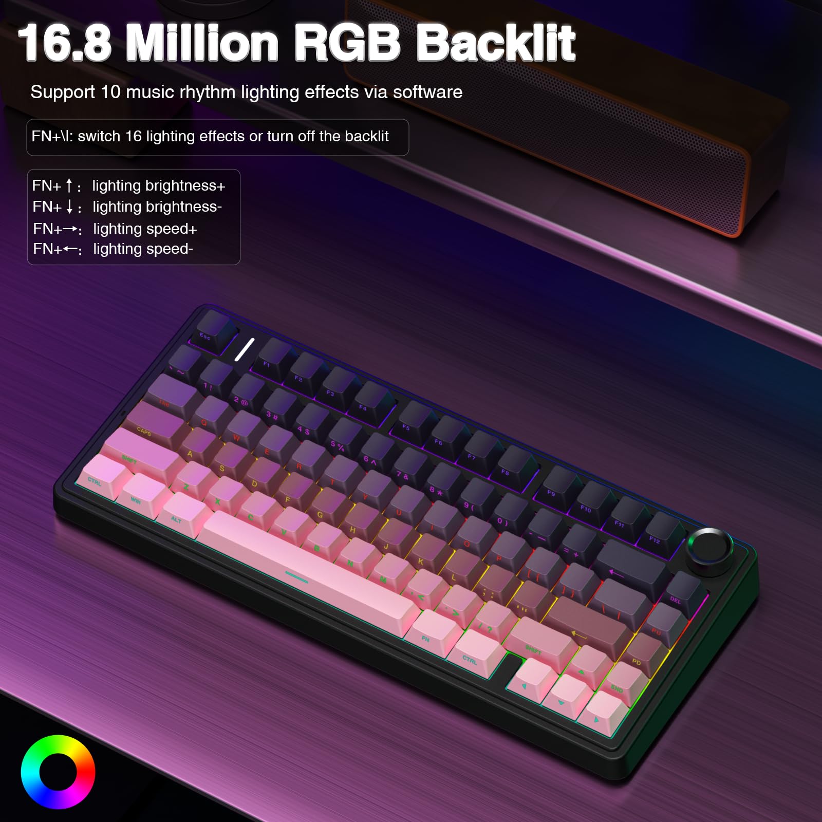AULA F75 Pro Wireless Mechanical Keyboard,75% Hot Swappable Custom Keyboard with Knob,RGB Backlit,Pre-lubed Reaper Switches,Side Printed PBT Keycaps,2.4GHz/USB-C/BT5.0 Mechanical Gaming Keyboards - Flex Gamingproduct_type