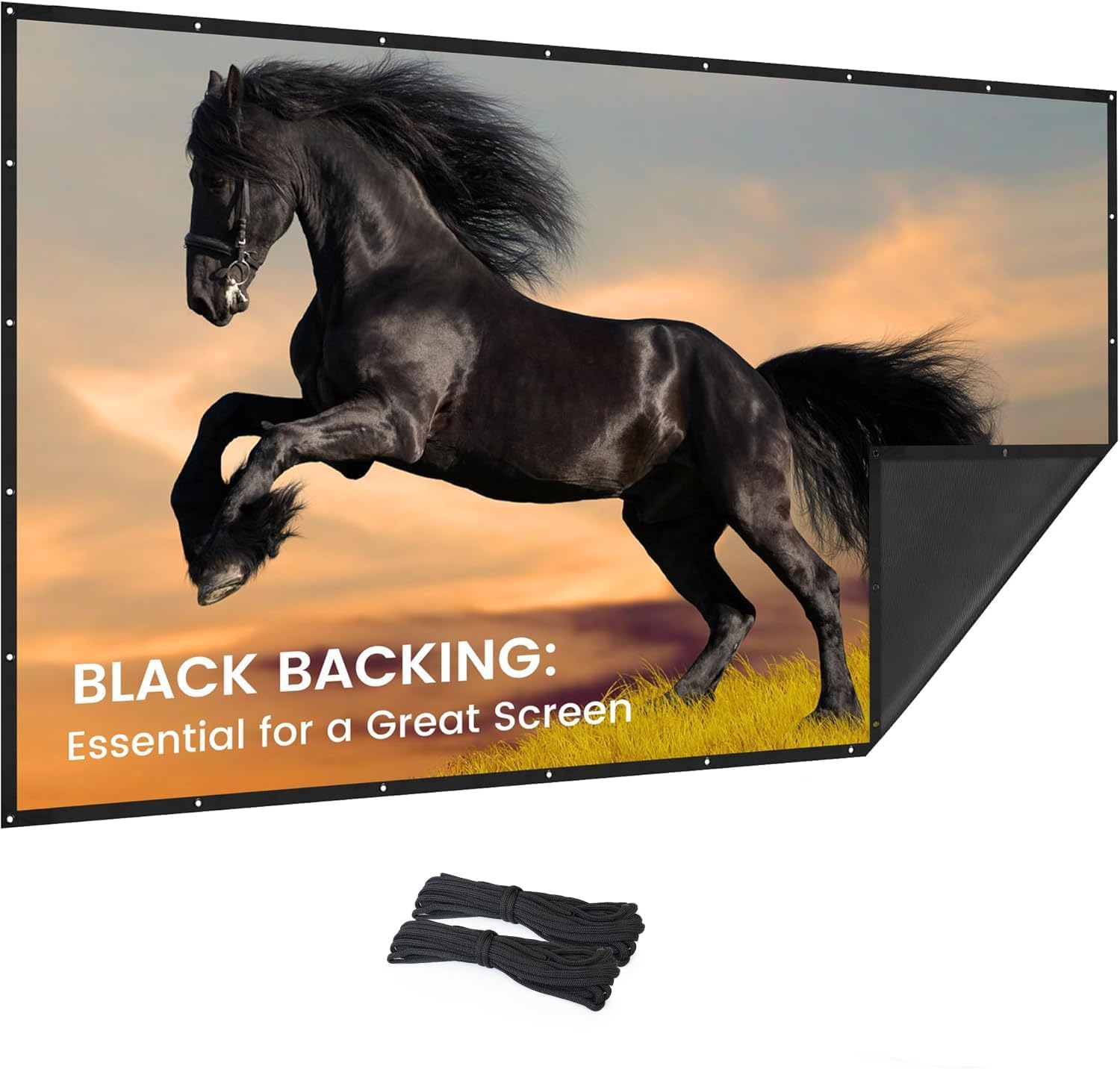 120 inch Projector Screen Upgraded- Black Backing, Straight Edges, Foldable, Washable and Wrinkle-Free - for Indoor Home Theater and Outdoor Cinema -White 16:9 by IOLIEO - Flex Gamingproduct_type