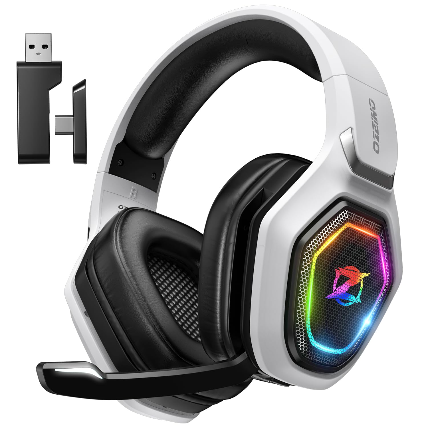 Ozeino 2.4GHz Wireless Gaming Headset for PC, Ps5, Ps4 - Lossless Audio USB & Type-C Ultra Stable Gaming Headphones with Flip Microphone, 40-Hr Battery Gamer Headset for Switch, Laptop, Mobile, Mac - Flex Gamingproduct_type