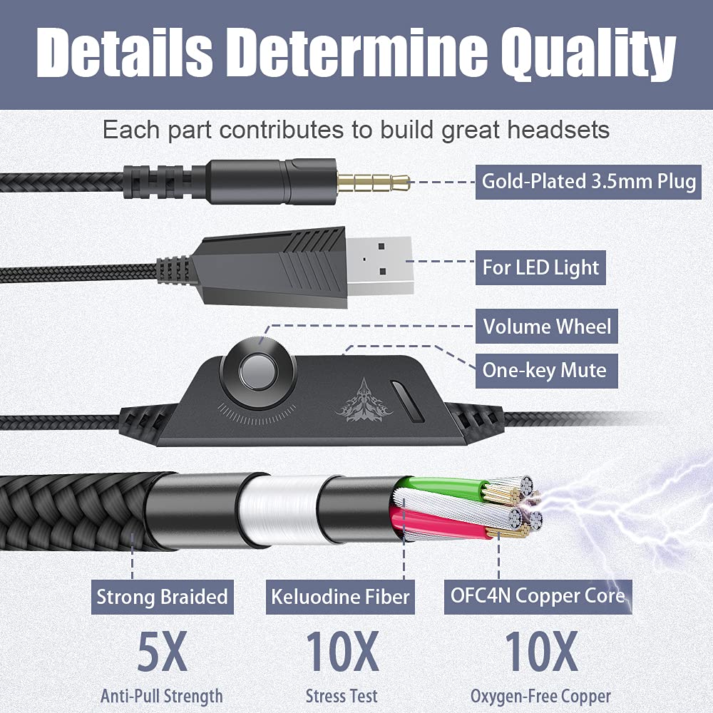 BENGOO G9000 Stereo Gaming Headset for PS4 PC Xbox One PS5 Controller, Noise Cancelling Over Ear Headphones with Mic, LED Light, 7.1 Surround Sound, Soft Memory Earmuffs for Nintendo Xbox Series X|S - Flex Gamingproduct_type