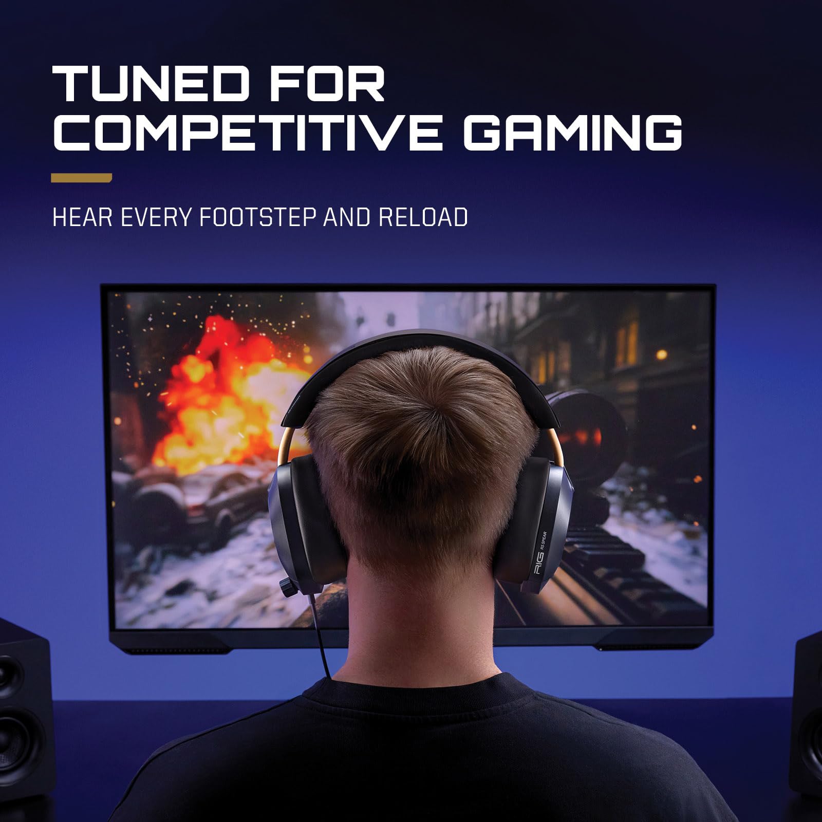 RIG R5 Spear PRO HS Wired Gaming Headset Officially Licensed for PlayStation, PS5, PS4, PC - 40mm Graphene Drivers, Tempest 3D Audio, Flip-to-Mute Mic, Memory Foam Cushions, 3.5mm -Black - Flex Gamingproduct_type