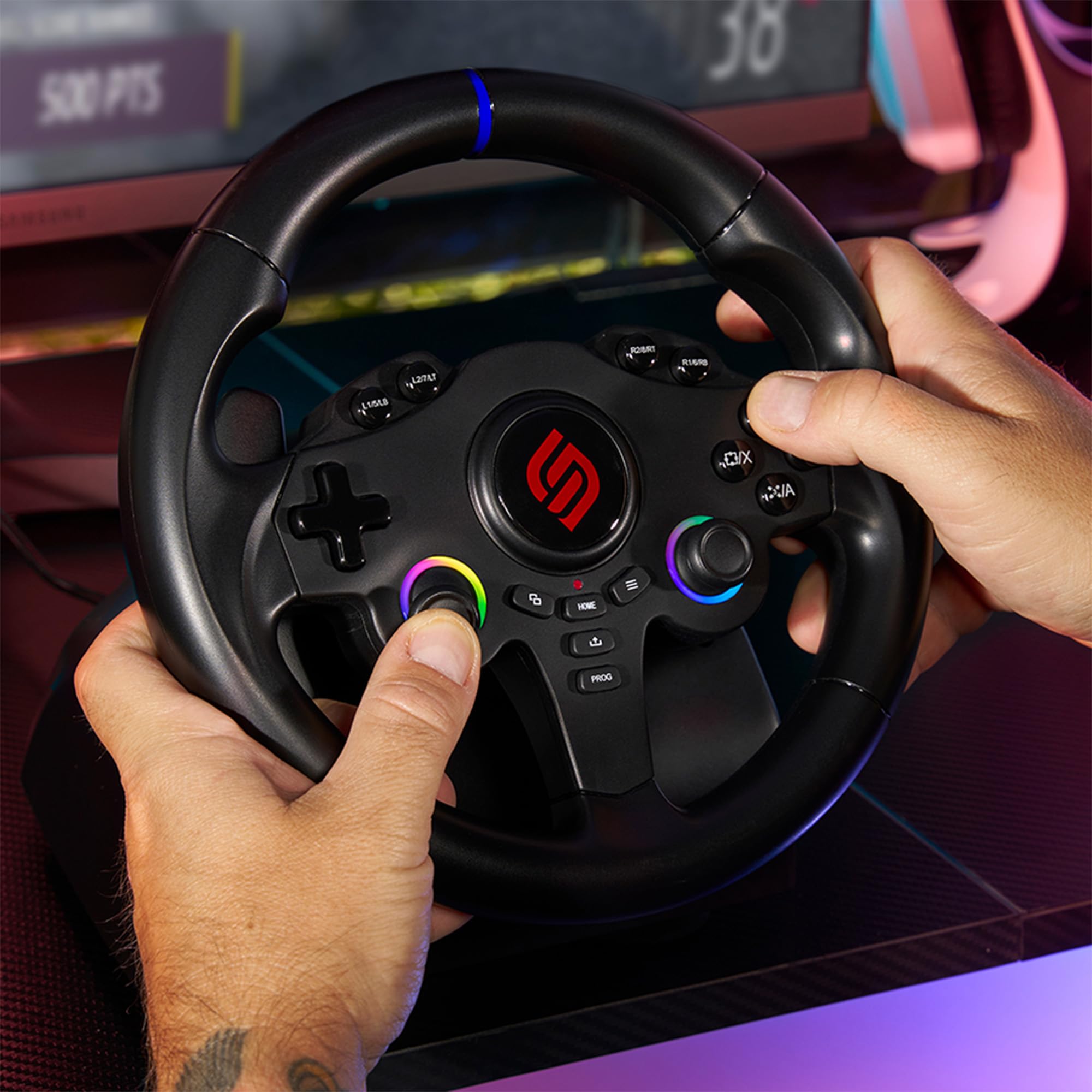 SUBSONIC - Superdrive SV250 Racing Wheel Switch 2/Switch PS4 PC Xbox Series | Steering Wheel with Pedals and Paddles - Vibration - 3 Sensitivity Modes - Diameter 22 cm, Rotation 180° - Flex Gamingproduct_type