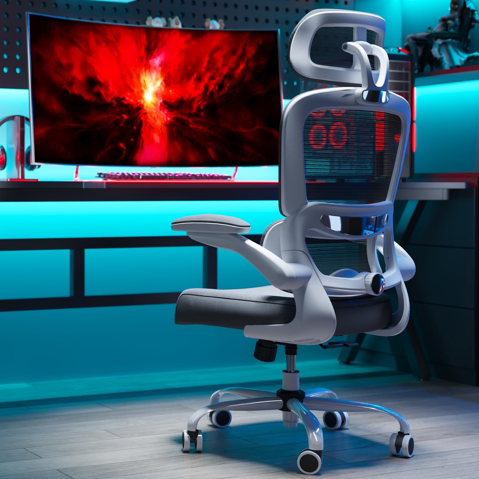 TRALT Office Chair Ergonomic Desk Chair, 330 LBS Home Mesh Office Desk Chairs with Wheels, Comfortable Gaming Chairs (1, Black) - Flex Gamingproduct_type