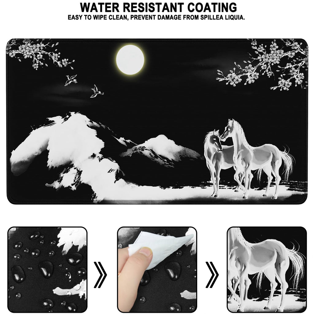 Large Gaming Mouse Pad, Waterproof Extra Large Mousepad with Stitched Edges, 31.5" x 15.7" Non-Slip Rubber Base Office Big Long Keyboard Pad for Office Gamer Home XXL, Black - Flex Gamingproduct_type