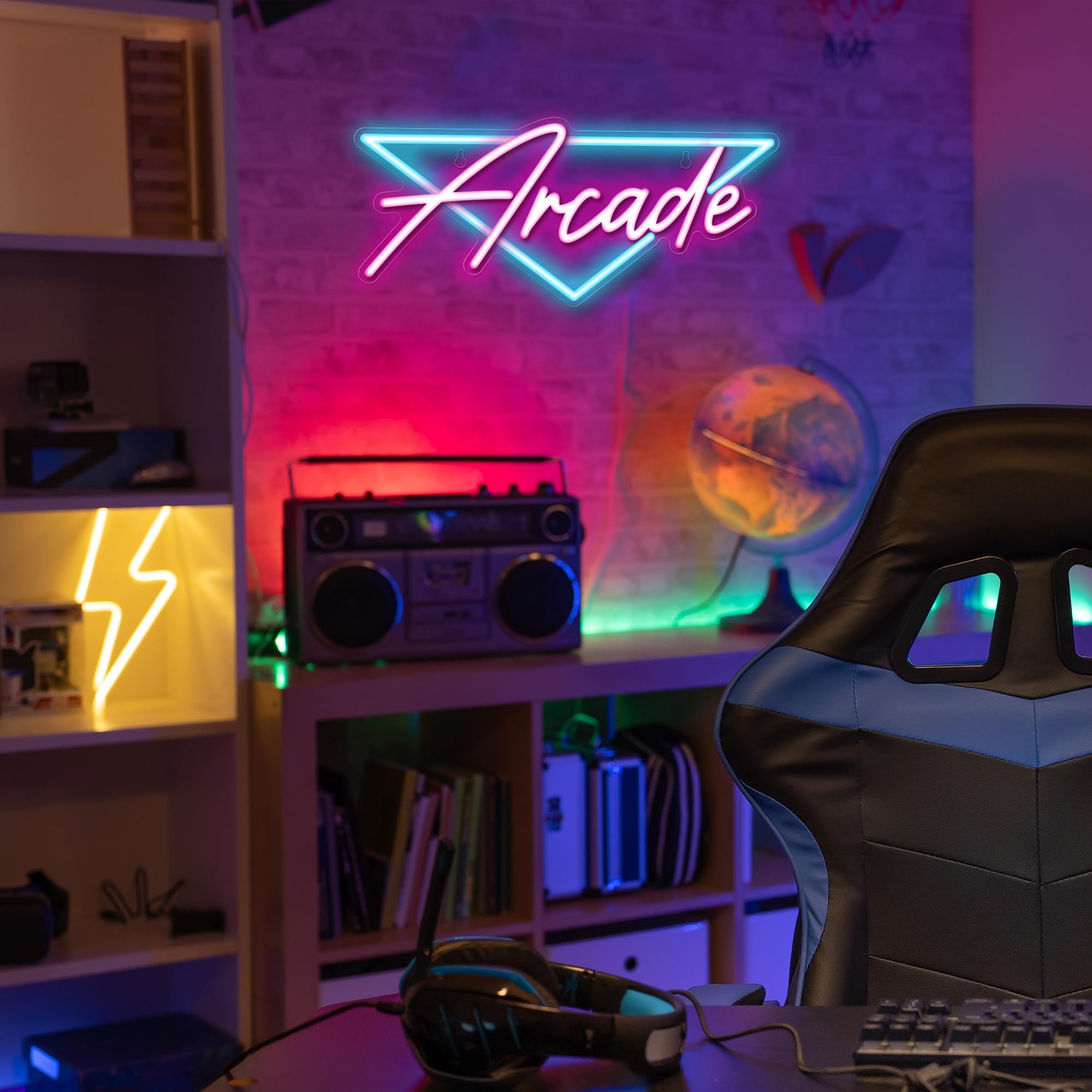 Kavaas Gamer Neon Sign, UV Printed Gaming Neon Sign for Gamer Room Decor - LED Video Game Neon Lights for Bedroom Boys, Gaming Wall decor - Best Gamer Gifts for Teenage Boys, Christmas - Flex Gamingproduct_type