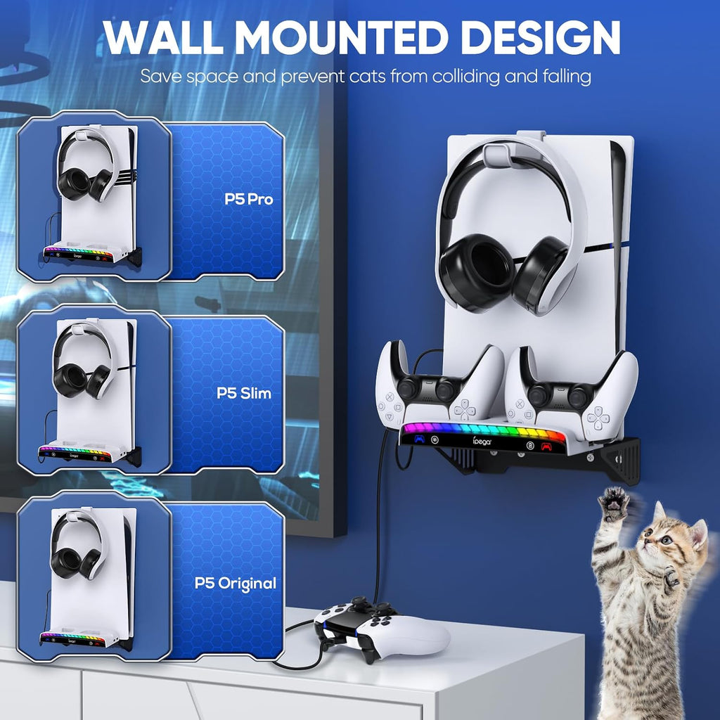 Elevate Your Gaming Experience with the PS5 Slim RGB Wall Mount - All-in-One Solution - Flex Gamingproduct_type