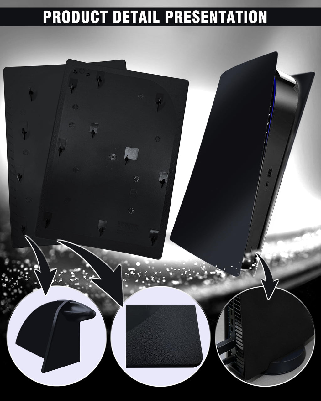 Joso Faceplate for PS5 Disc Edition, Anti-Scratch Dustproof Case Replacement, Cover Skin Compatible with PS5 Console with a Disc Drive, Plates for PS5 Accessories, Easy Installation - Black - Flex Gamingproduct_type