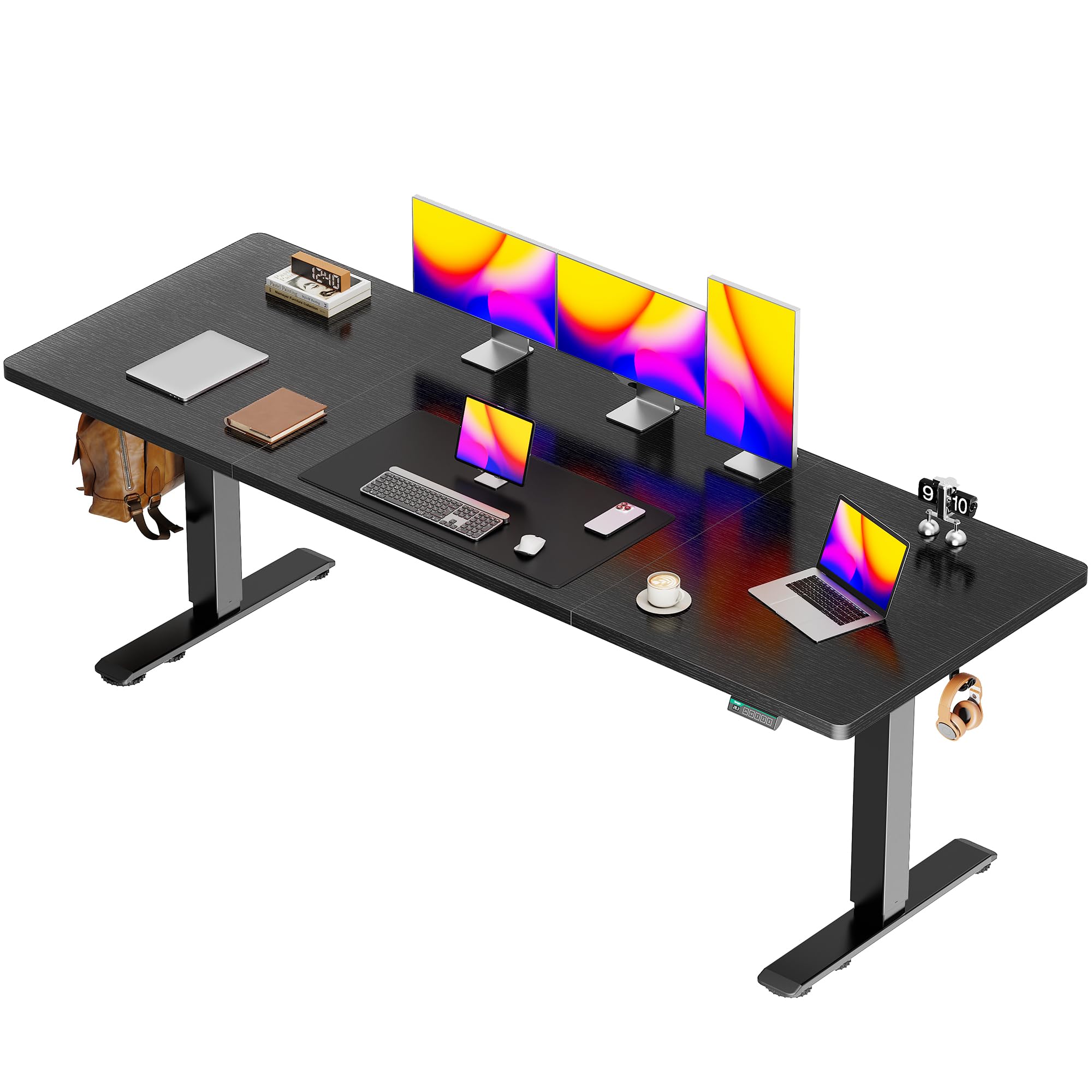 Huuger 55 x 28 Large Electric Standing Desk, Height Adjustable Computer Desk, 27.6" Deep Desktop, Stand up Gaming Office Table with 2 Hooks, 3 Preset Heights, for Home Office, Black - Flex Gamingproduct_type