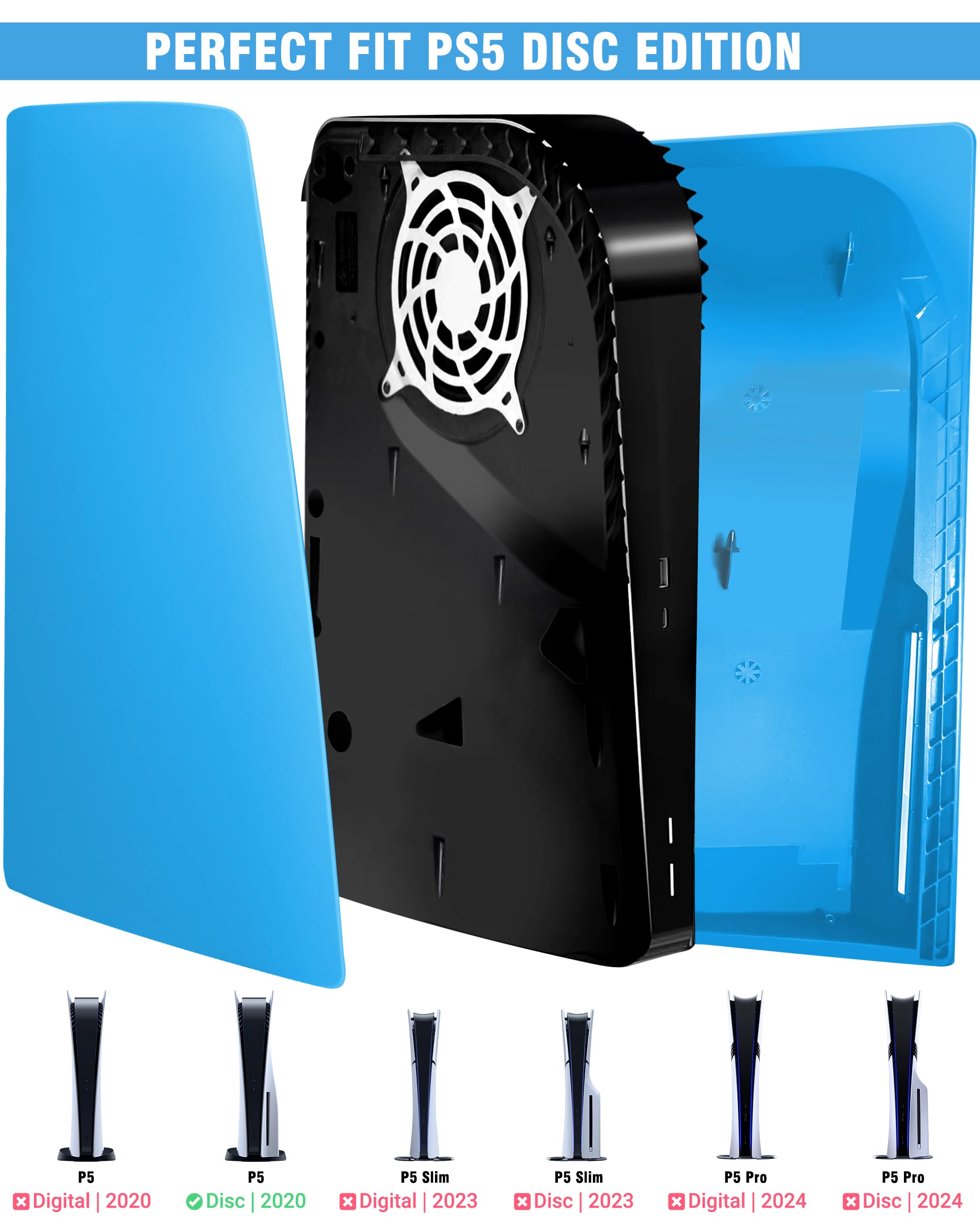 Joso Faceplate for PS5 Disc Edition, Anti-Scratch Dustproof Case Replacement, Cover Skin Compatible with PS5 Console with a Disc Drive, Plates for PS5 Accessories, Easy Installation - Black - Flex Gamingproduct_type