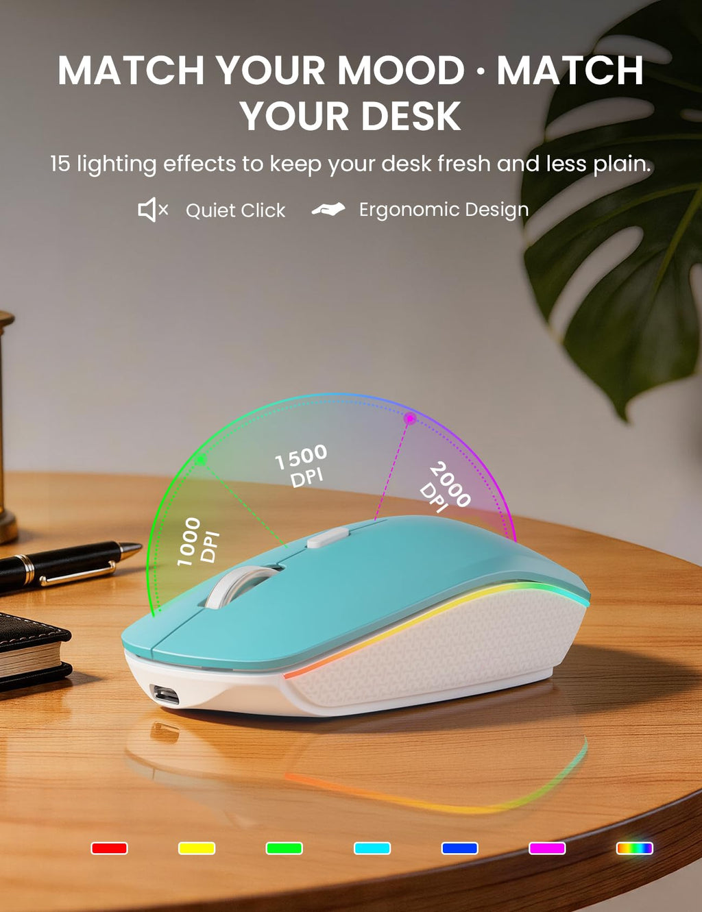 Wireless Keyboard and Mouse Combo, RGB Backlit, Rechargeable & Light Up Letters, Full-Size, Soft Typing, Sleep Mode, 2.4GHz Quiet Keyboard Set for Mac, Windows, Laptop, PC, Trueque KM42Pro (Black) - Flex Gamingproduct_type
