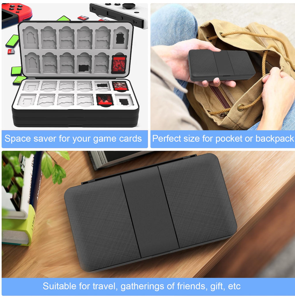 QuoLumPIA 96 Game Case - for Nintendo Switch 2/OLED/Lite Cartridge storage with 96 Game Card Slots & 160 Micro SD Card Slots, Black, Hard Shell, Silicone Lining, Magnetic snap, Travel, Gift, Party - Flex Gamingproduct_type