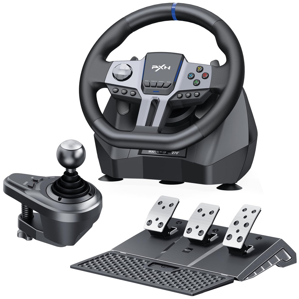 PXN Racing Wheel, 270&900° V9 Gen2 Gaming Steering Wheel | 3 Pedals, H Shifter, APP Support, Vibration Feedback, for PC, PS4, Xbox One, Xbox Series X/S - Flex Gamingproduct_type