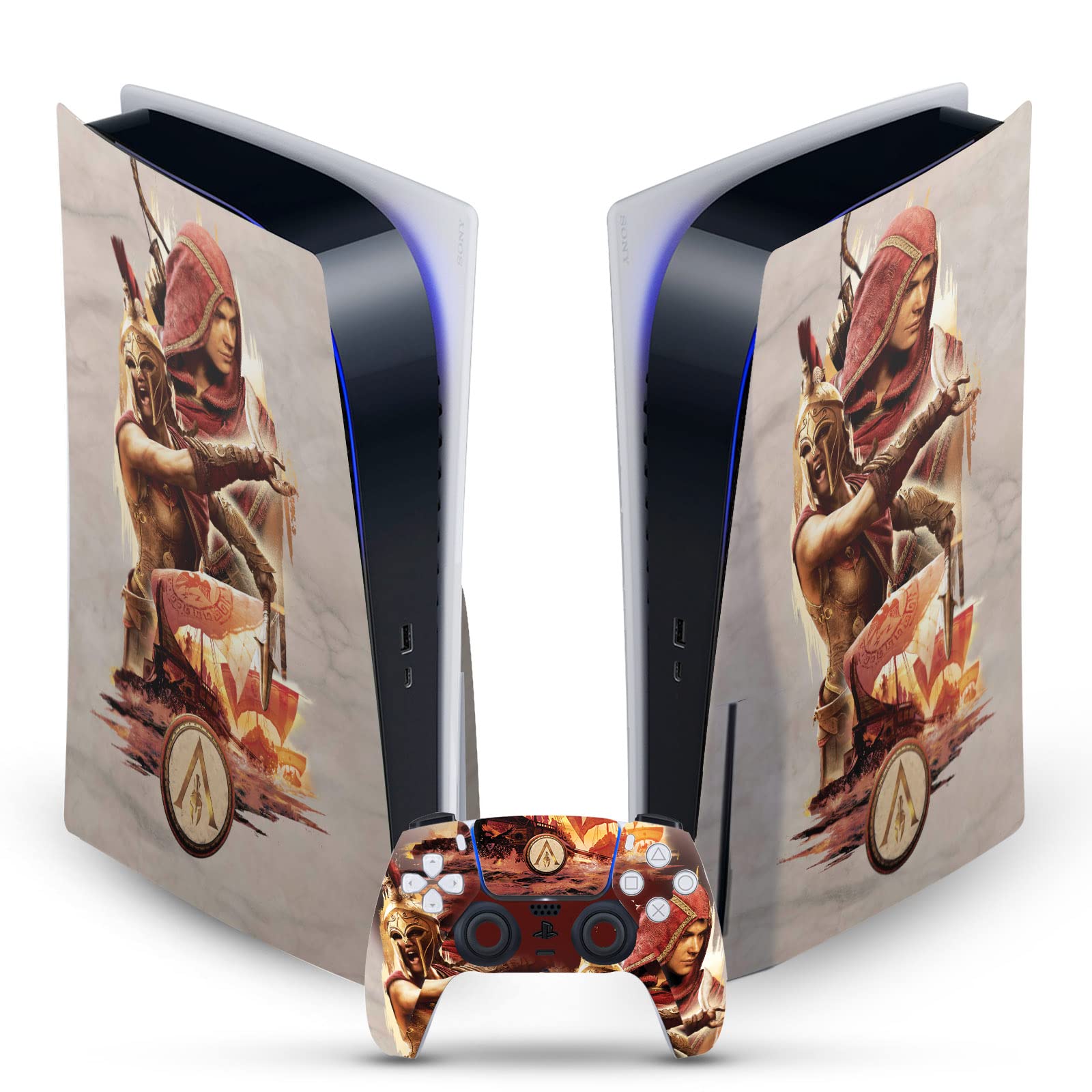 Alexios with Spear Odyssey Artwork Matte Vinyl Faceplate Sticker Gaming Skin Case Cover Compatible with Sony Playstation 5 PS5 Disc Edition Console & DualSense Controller - Flex Gamingproduct_type