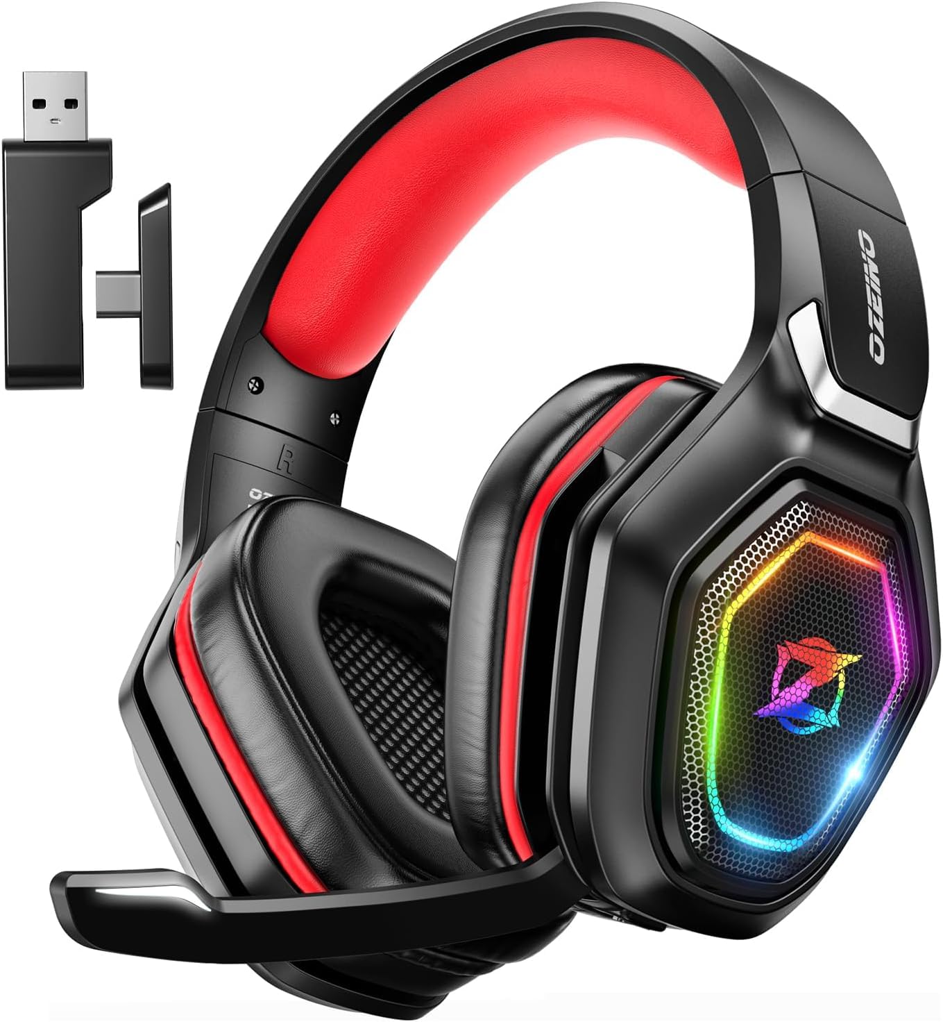 Ozeino 2.4GHz Wireless Gaming Headset for PC, Ps5, Ps4 - Lossless Audio USB & Type-C Ultra Stable Gaming Headphones with Flip Microphone, 40-Hr Battery Gamer Headset for Switch, Laptop, Mobile, Mac - Flex Gamingproduct_type