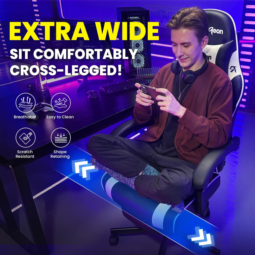 Gaming Chair for Adults Gamer Game Ergonomic PC Chair, 7-Point Support | Pocket Springs & Foam,51cm Wide Seat,Sync Armrests, 90°-135° Backrest, PU Leather, Black and White, 400lbs Load - Flex Gamingproduct_type